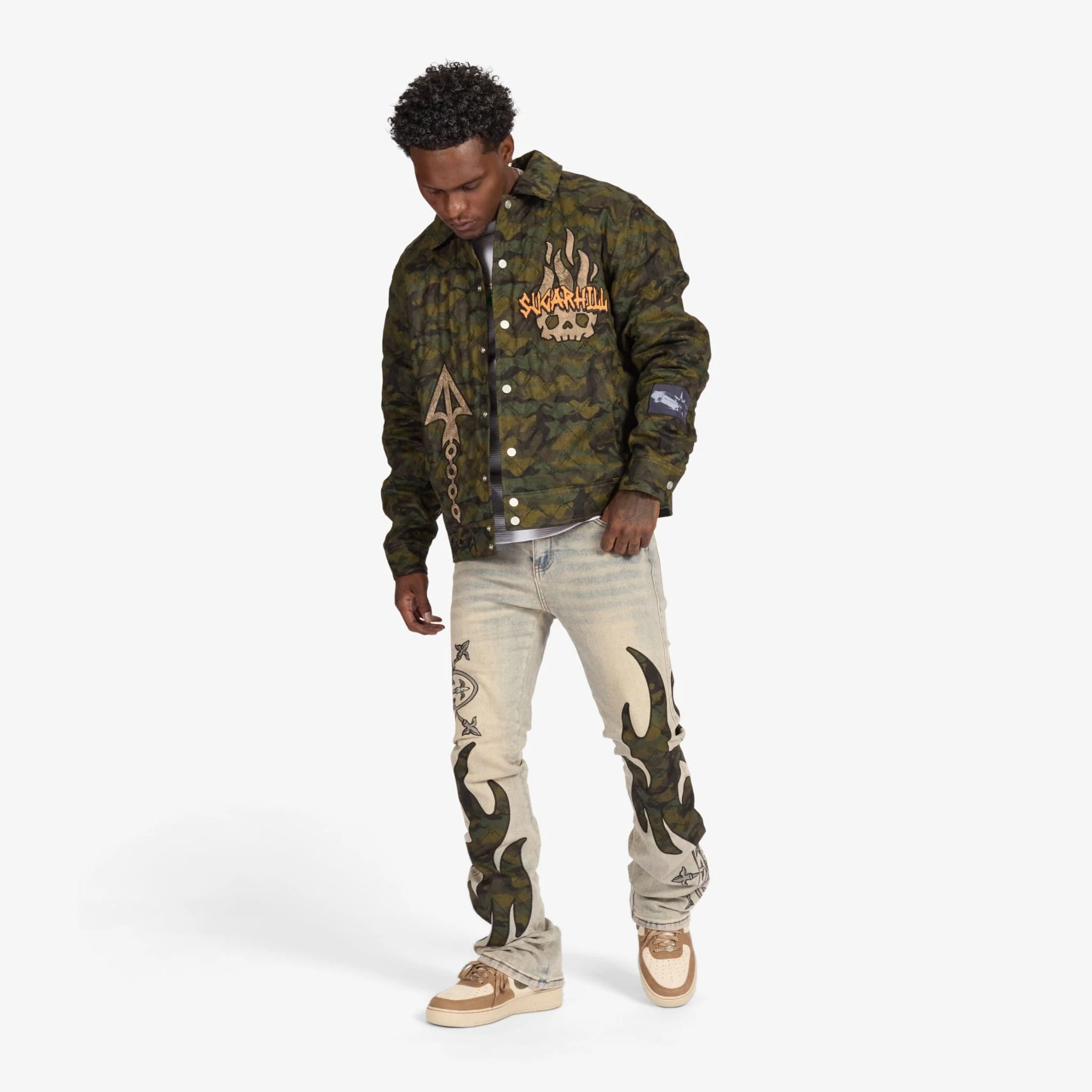"Liver" Stacked Jeans (wheat/camo scrunch) - Image 6