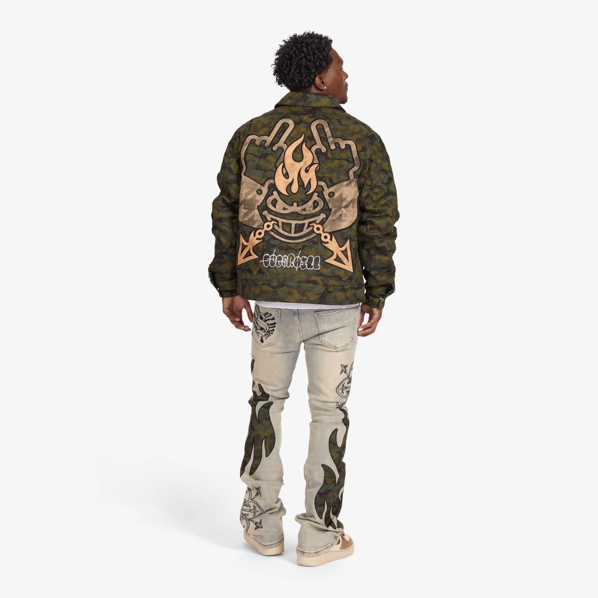 "Liver" Stacked Jeans (wheat/camo scrunch) - Image 7