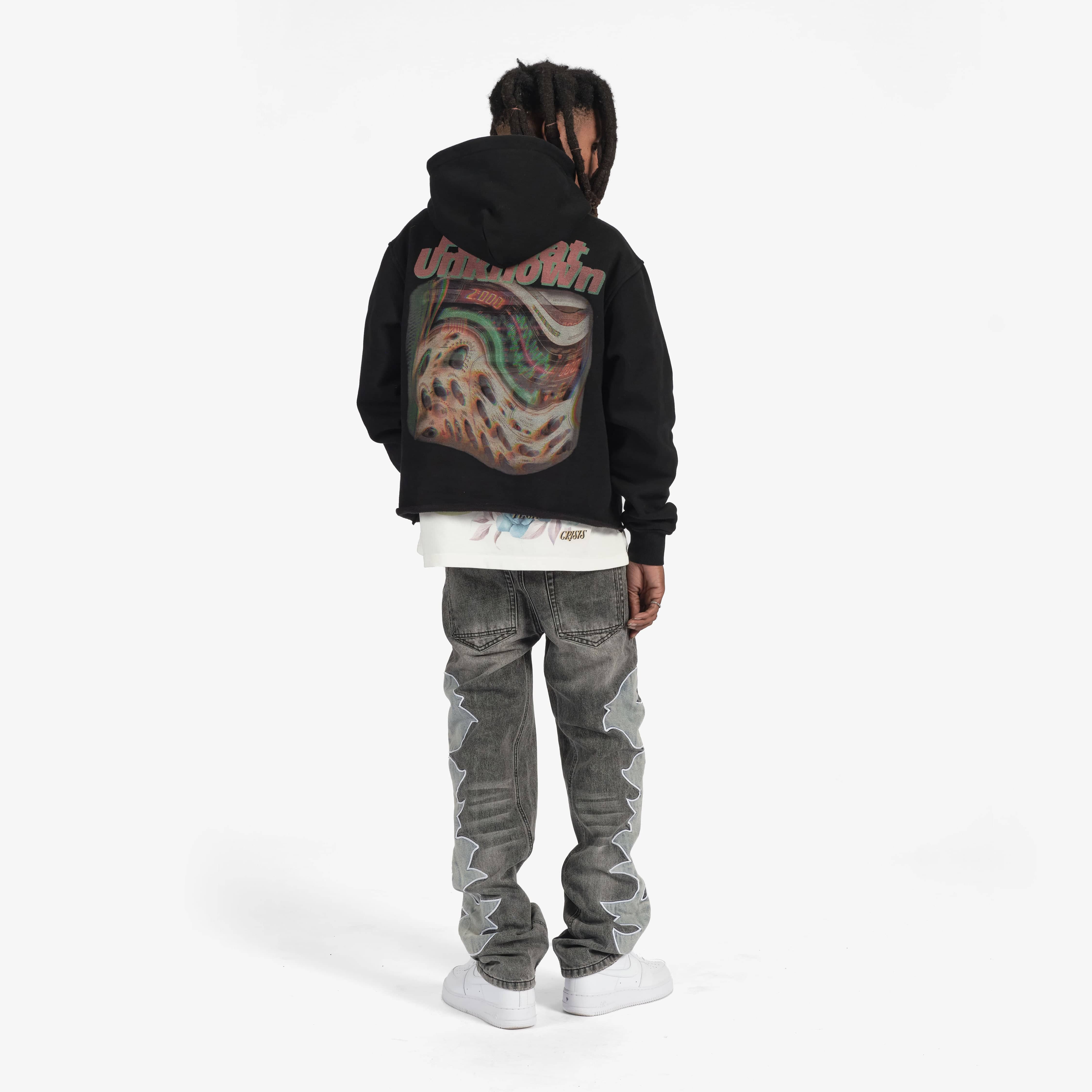 "LO-FI" Cropped Hoodie (black vintage) - Image 5