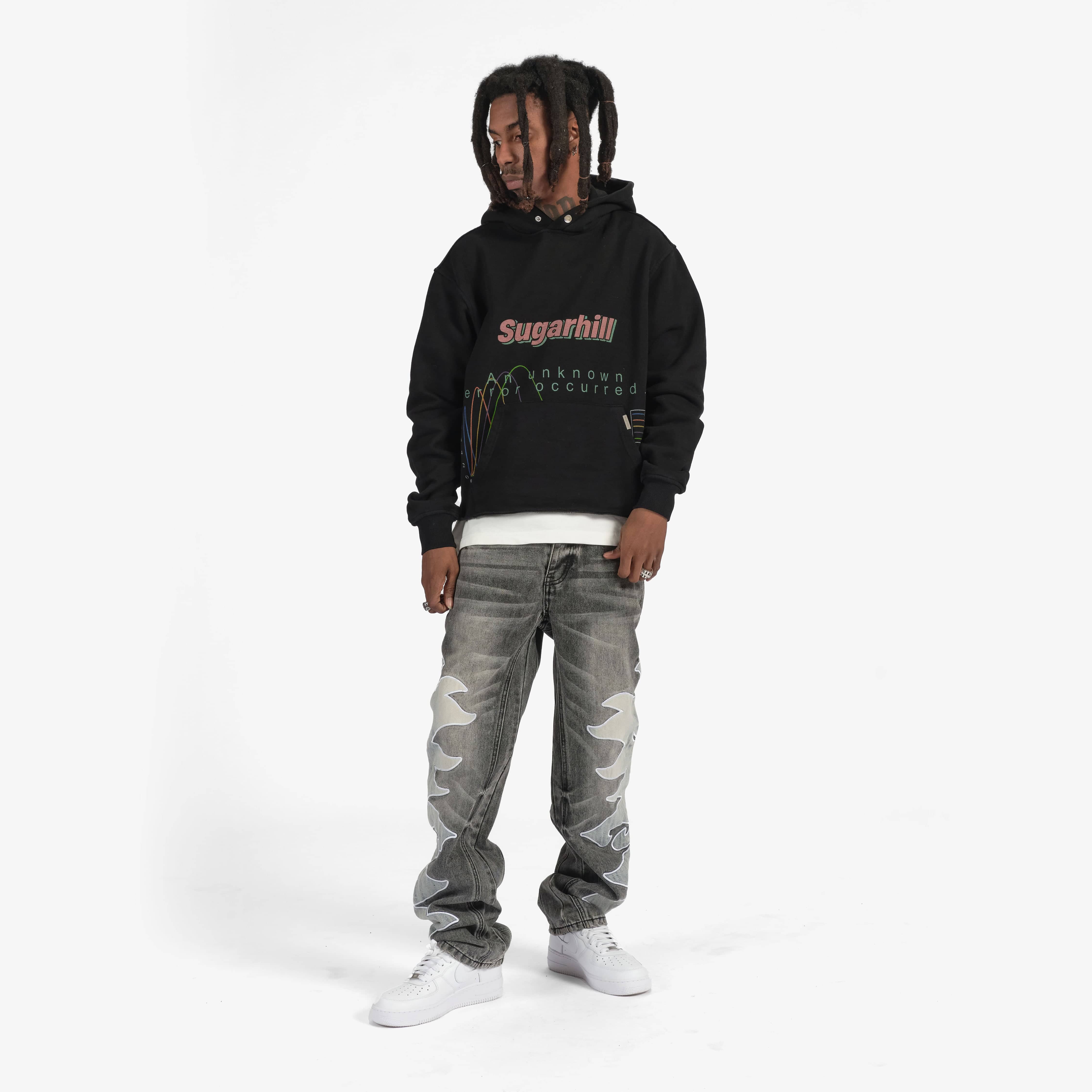 "LO-FI" Cropped Hoodie (black vintage) - Image 6