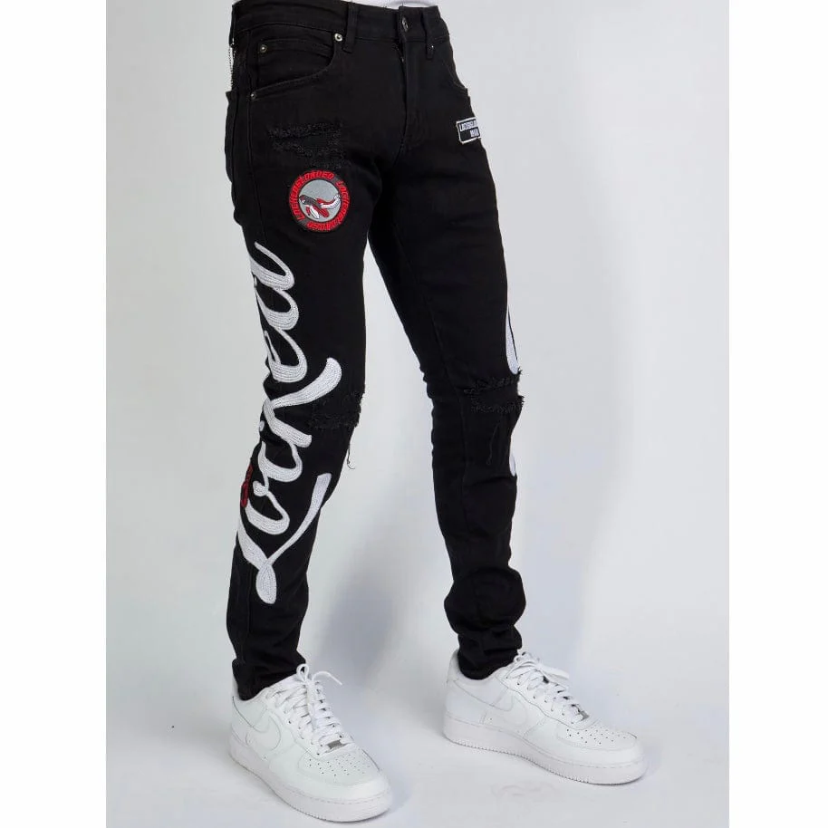 Locked & Loaded Chain Stitch Denim Jean (Black/White) LLCHSE1025250 - Image 2