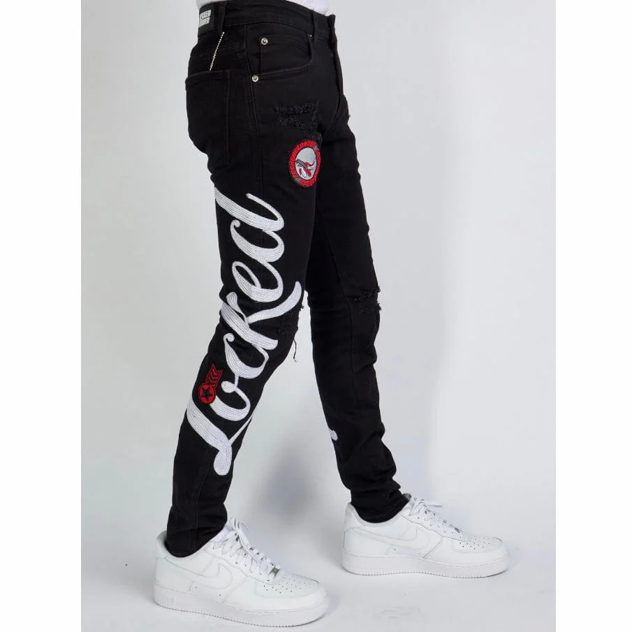 Locked & Loaded Chain Stitch Denim Jean (Black/White) LLCHSE1025250 - Image 3