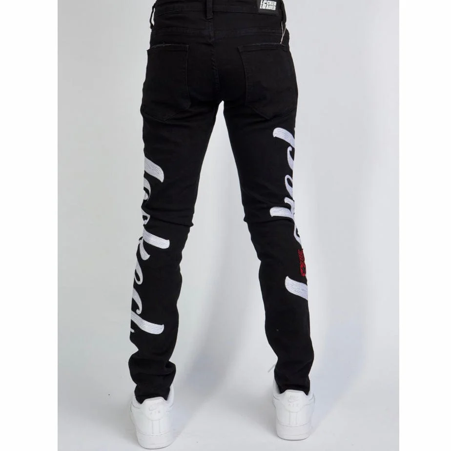 Locked & Loaded Chain Stitch Denim Jean (Black/White) LLCHSE1025250 - Image 5