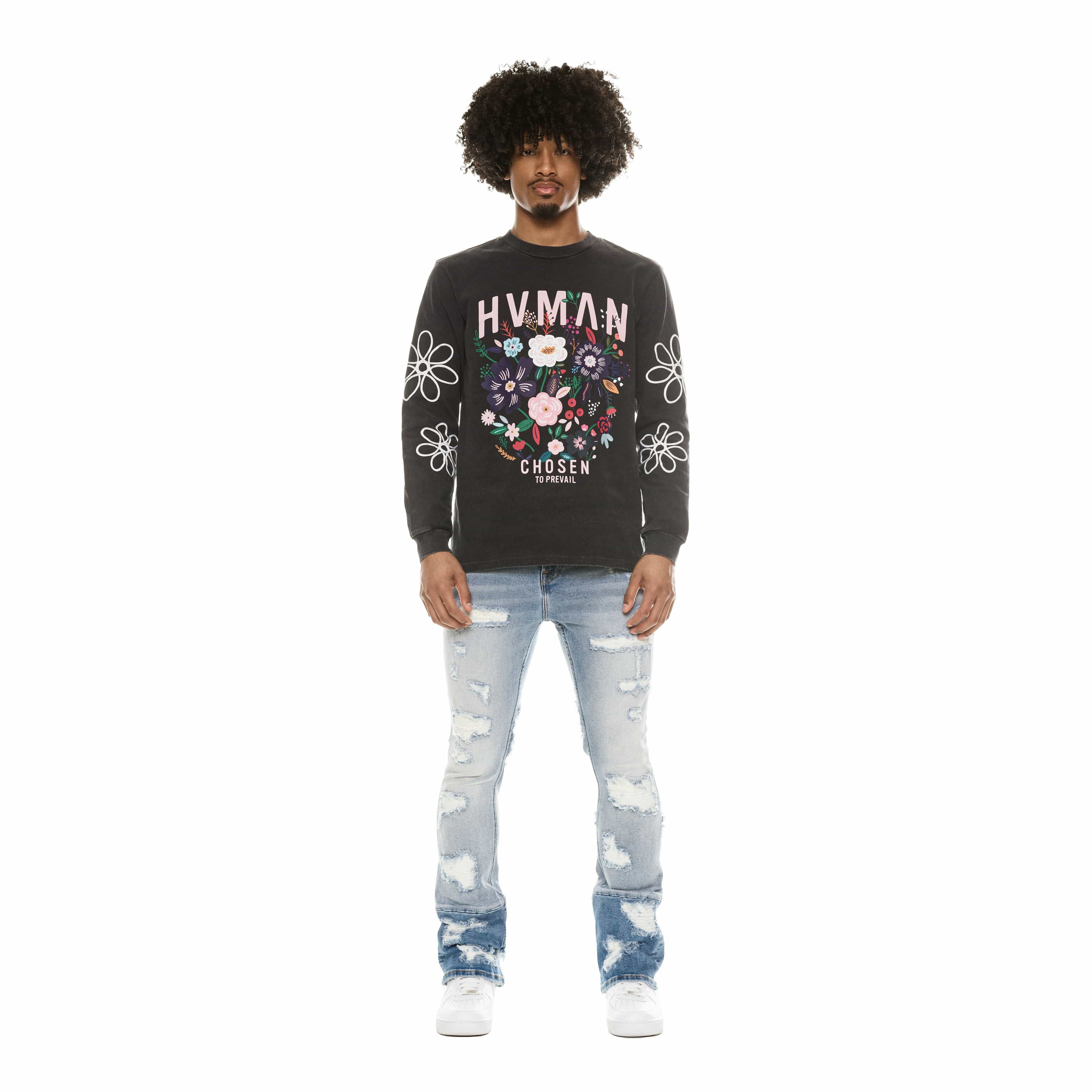 LONG SLEEVE CREW NECK TEE IN BLACK - Image 3