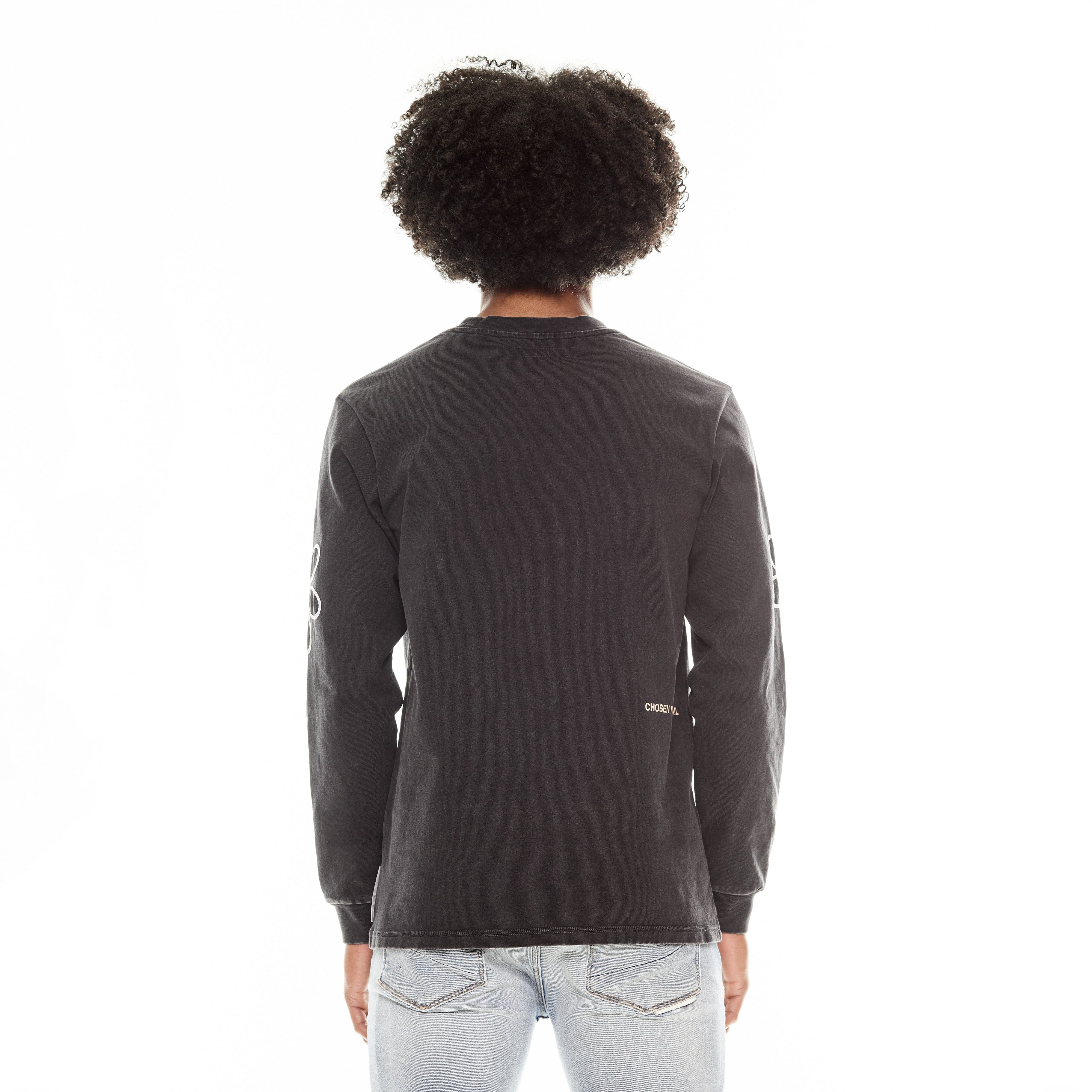 LONG SLEEVE CREW NECK TEE IN BLACK - Image 5