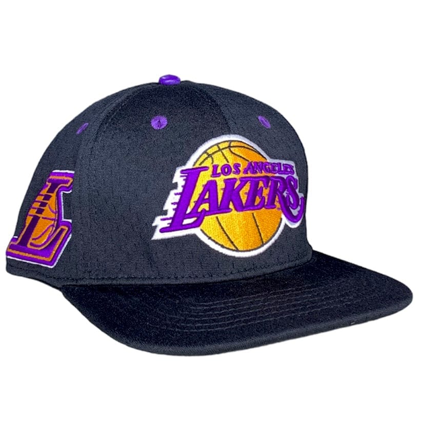 Los Angeles Lakers Logo Mesh Snapback Hat (Black) - Image 2