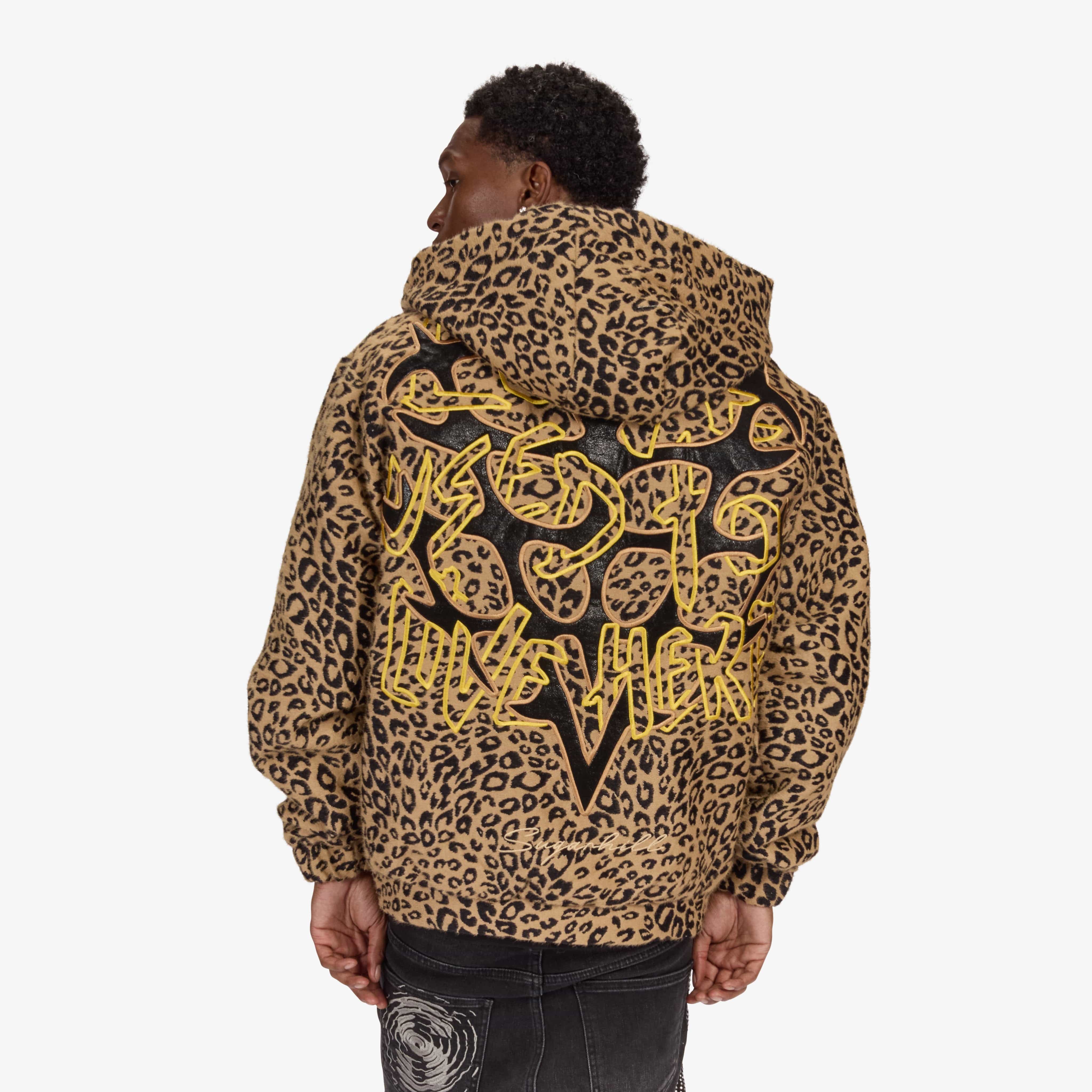 "Love Lost" Fur-Zip Hoodie (brown cheetah) - Image 2