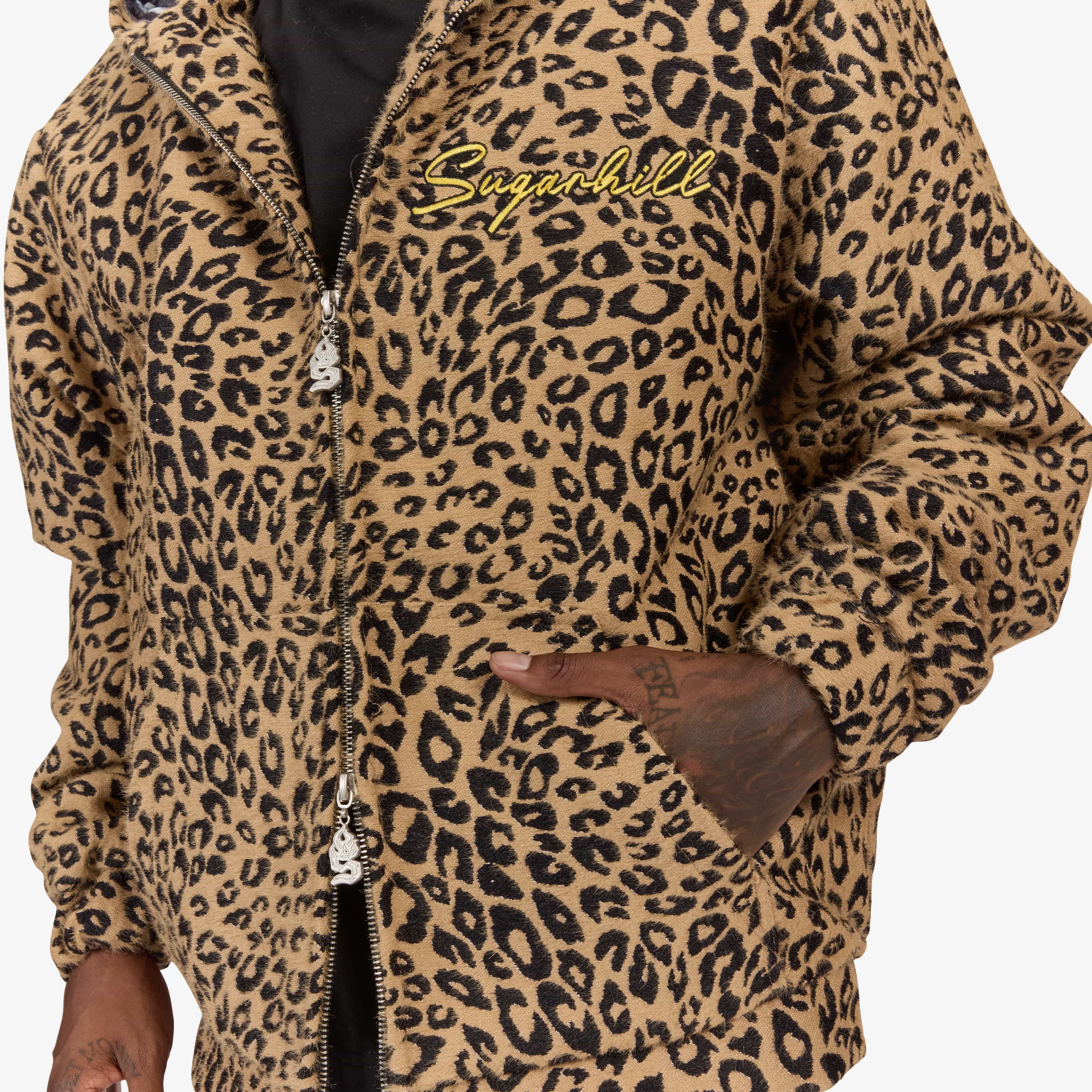 "Love Lost" Fur-Zip Hoodie (brown cheetah) - Image 3
