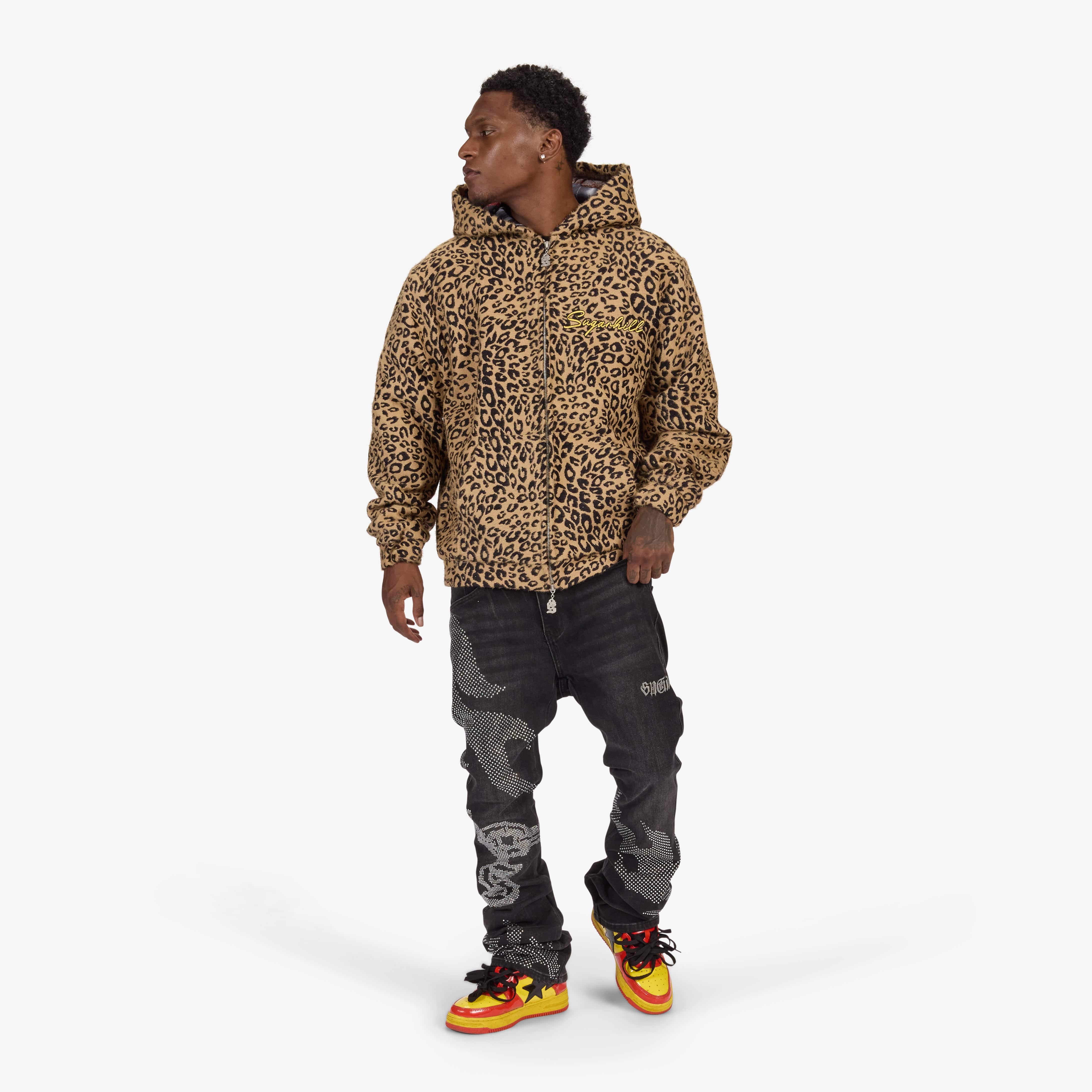 "Love Lost" Fur-Zip Hoodie (brown cheetah) - Image 4