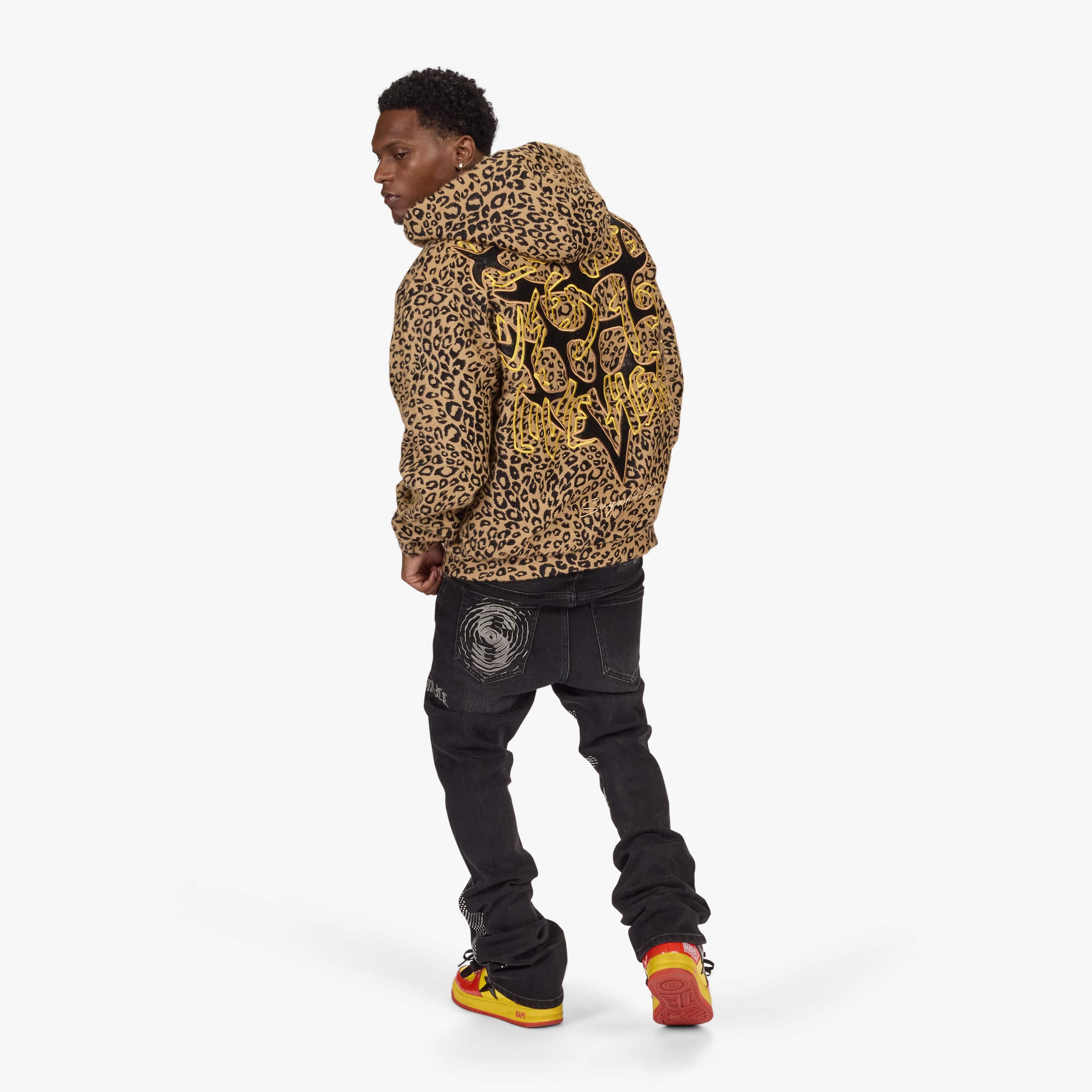 "Love Lost" Fur-Zip Hoodie (brown cheetah) - Image 5