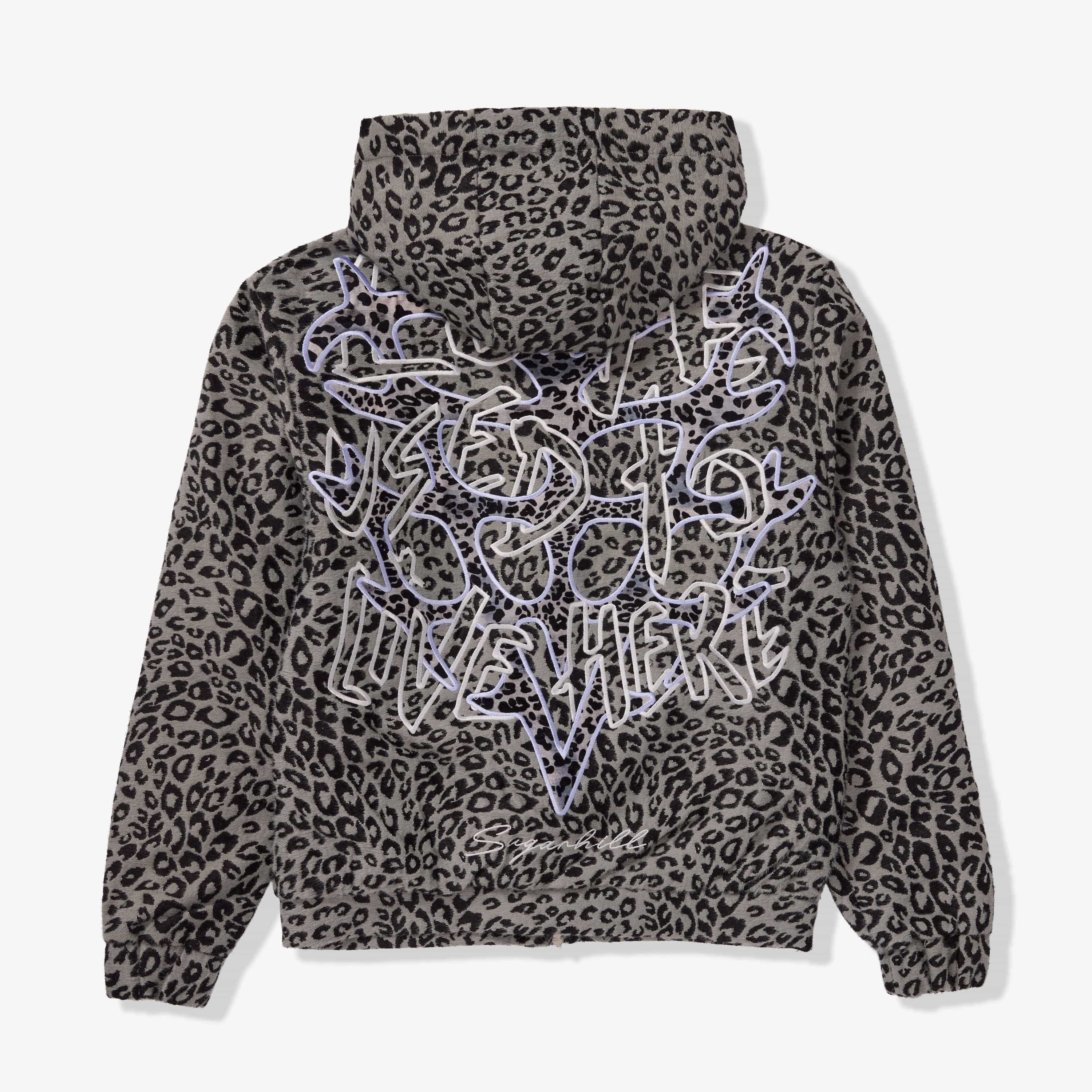 "Love Lost" Fur-Zip Hoodie (gray cheetah) - Image 11