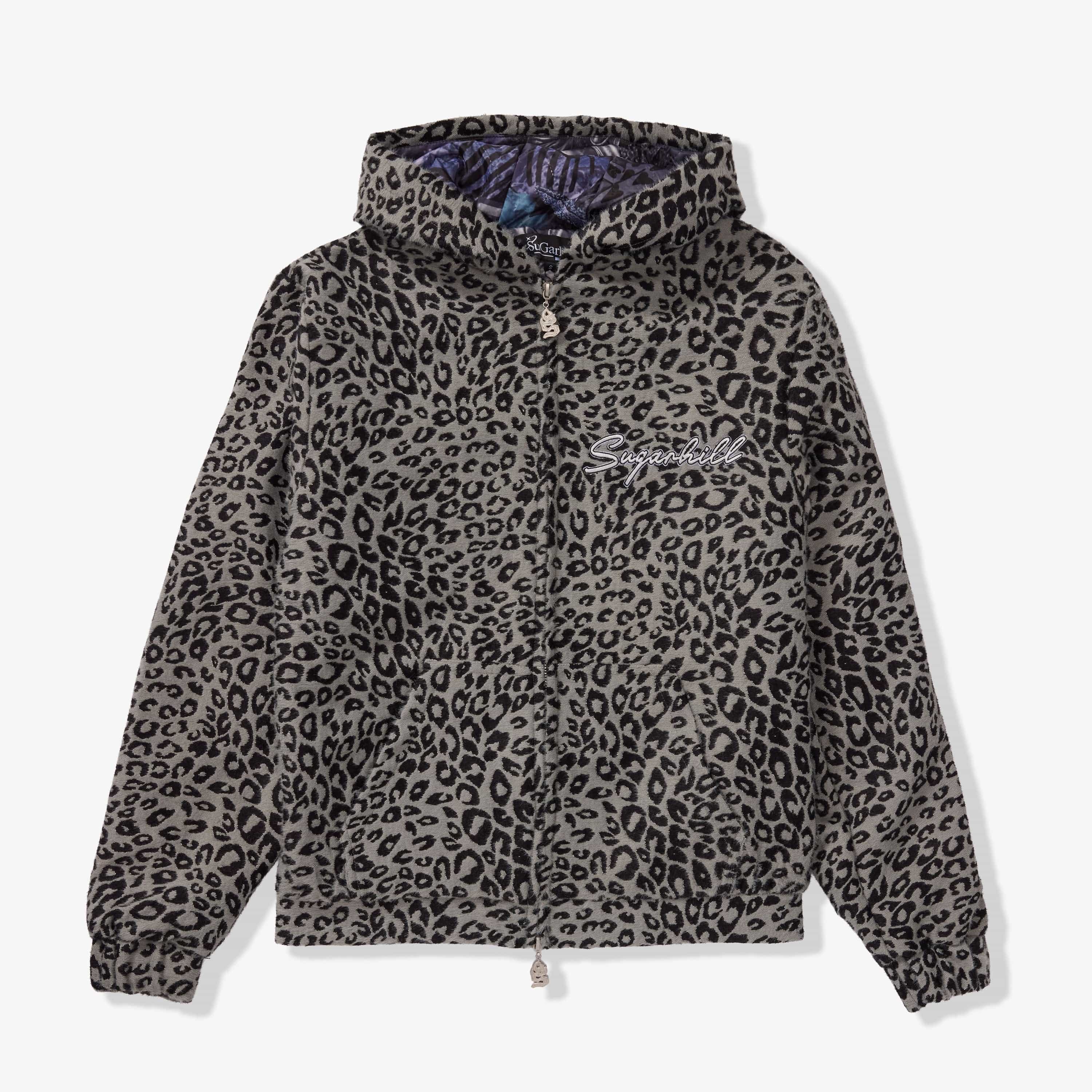 "Love Lost" Fur-Zip Hoodie (gray cheetah) - Image 9