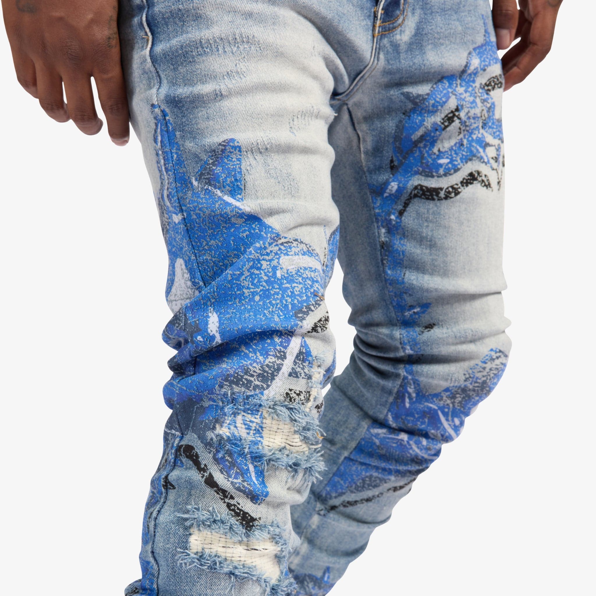 "Mace" Skinny Jeans (blue print) - Image 3