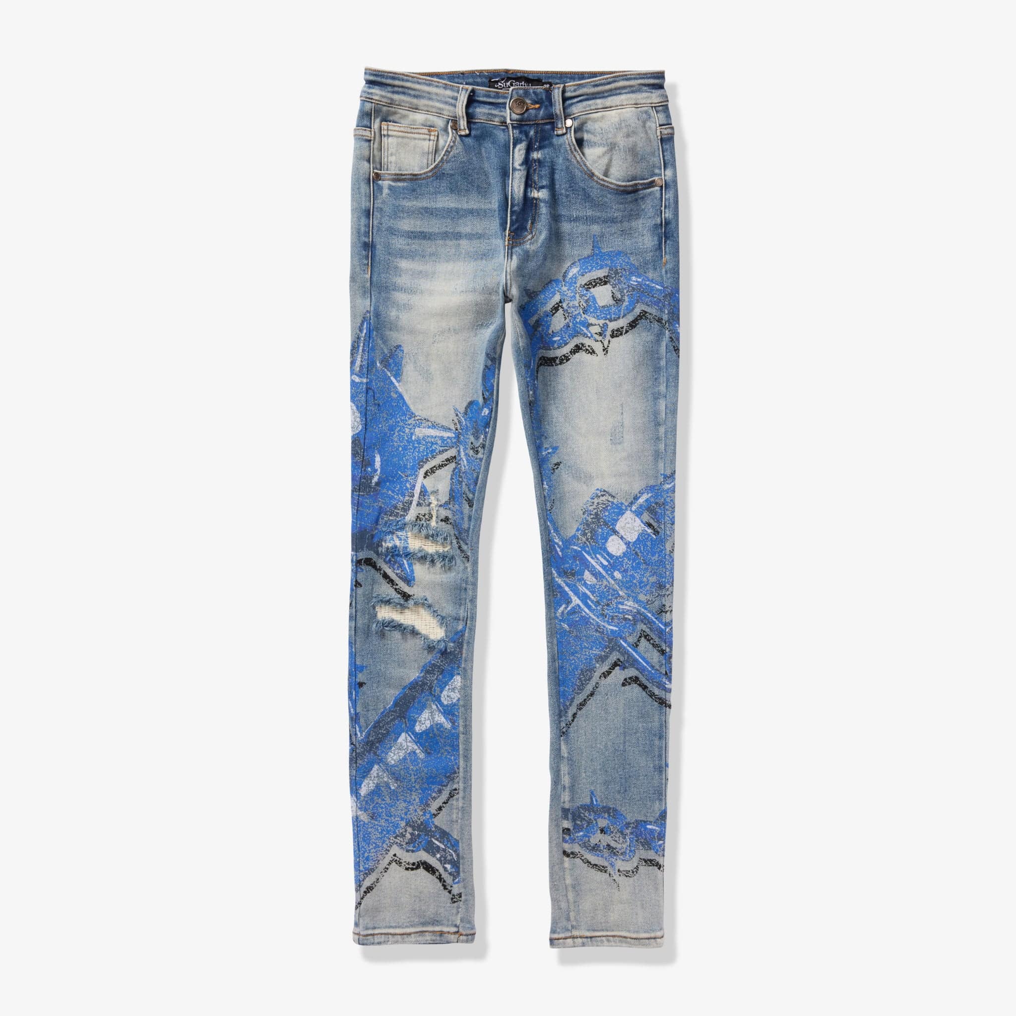 "Mace" Skinny Jeans (blue print) - Image 6