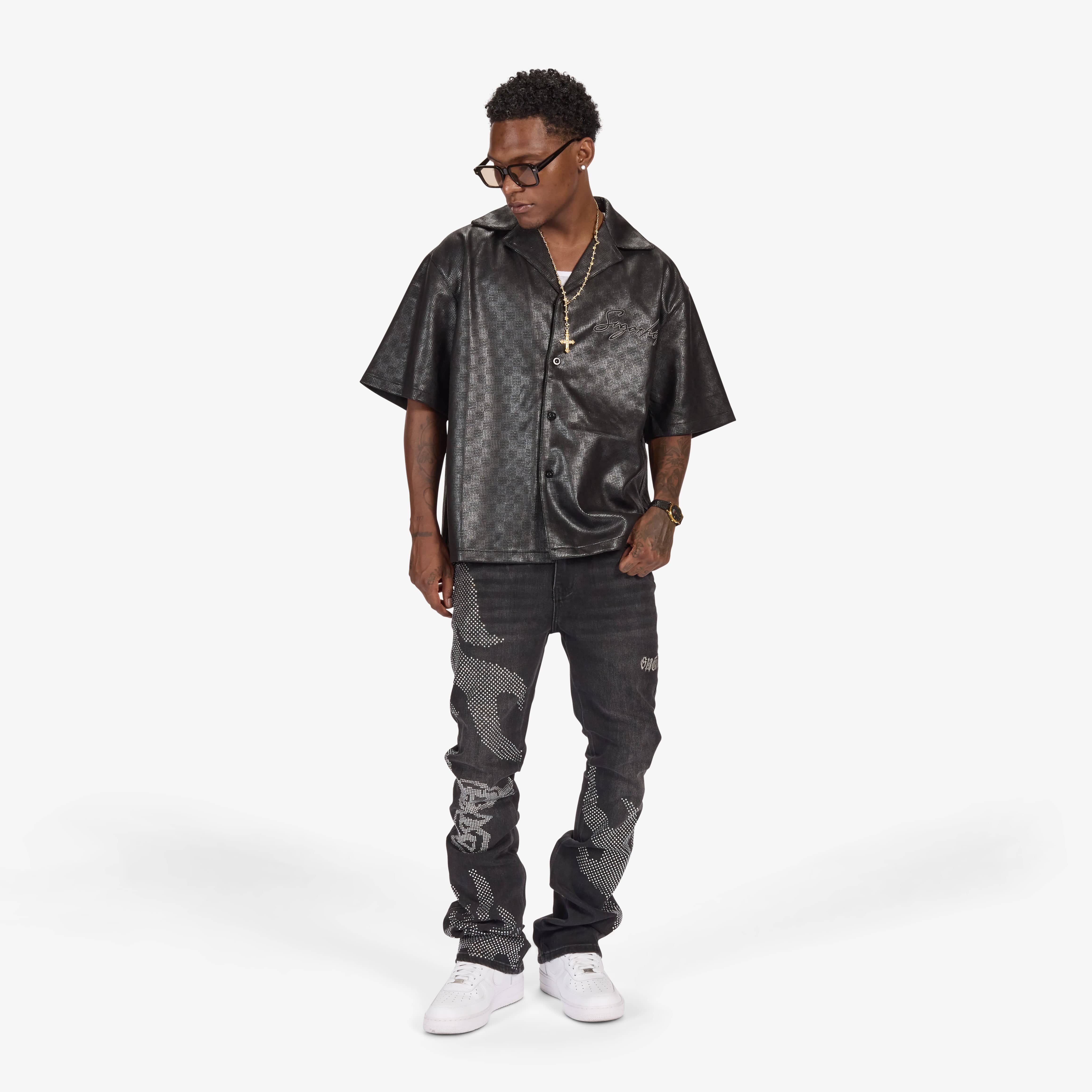 "Madison" Lounge Shirt (black sparkle) - Image 4