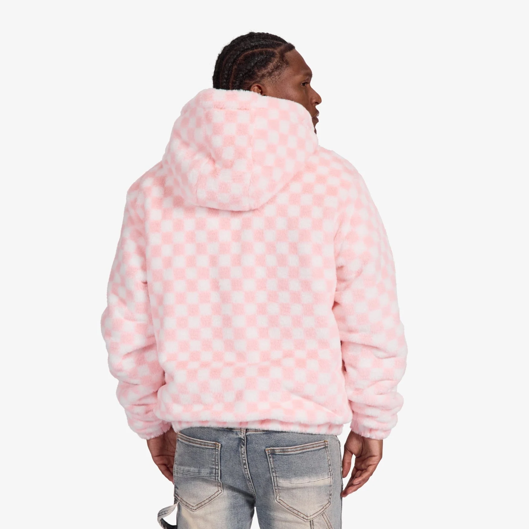 "Magnus" Fur Hoodie (pink/white) - Image 2