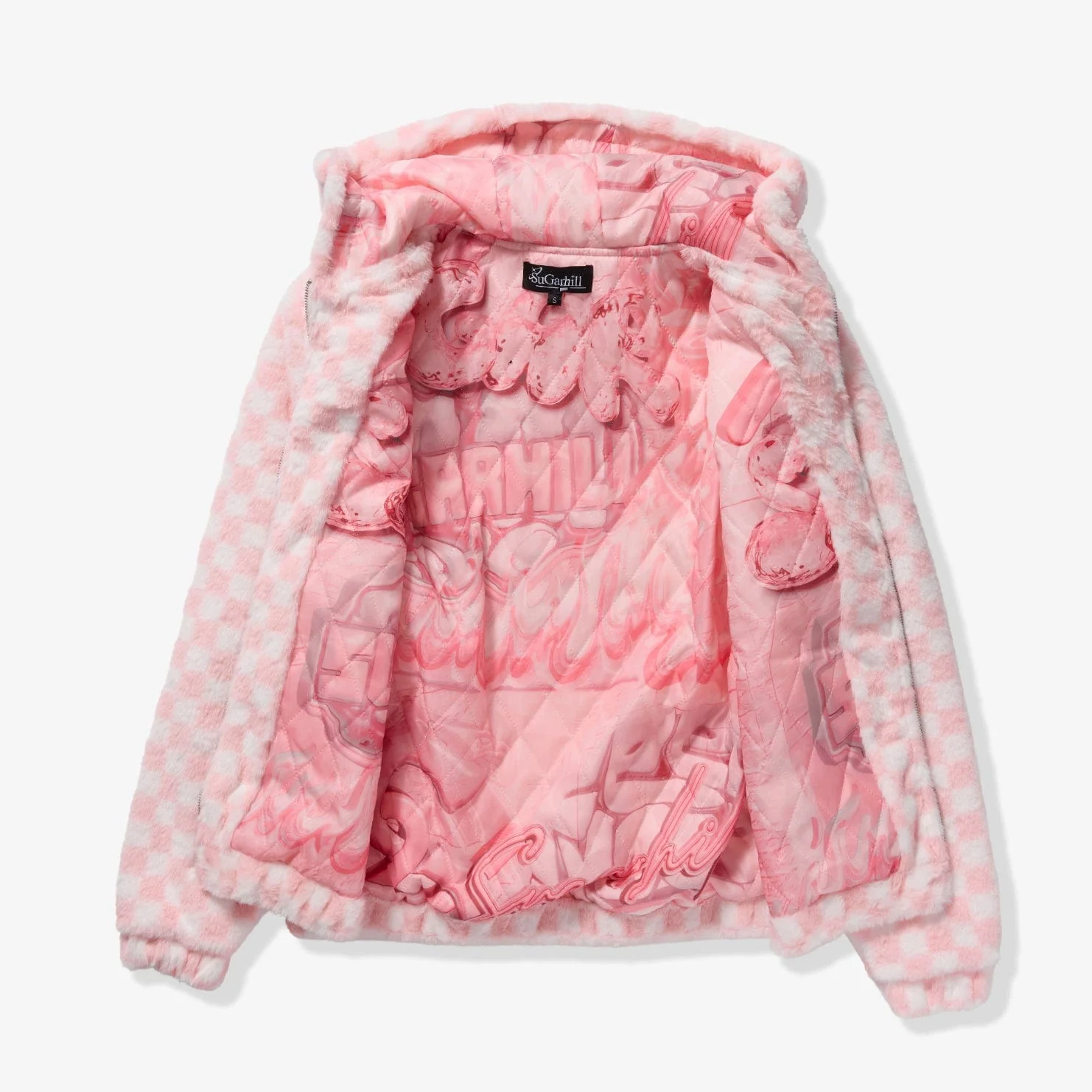 "Magnus" Fur Hoodie (pink/white) - Image 3