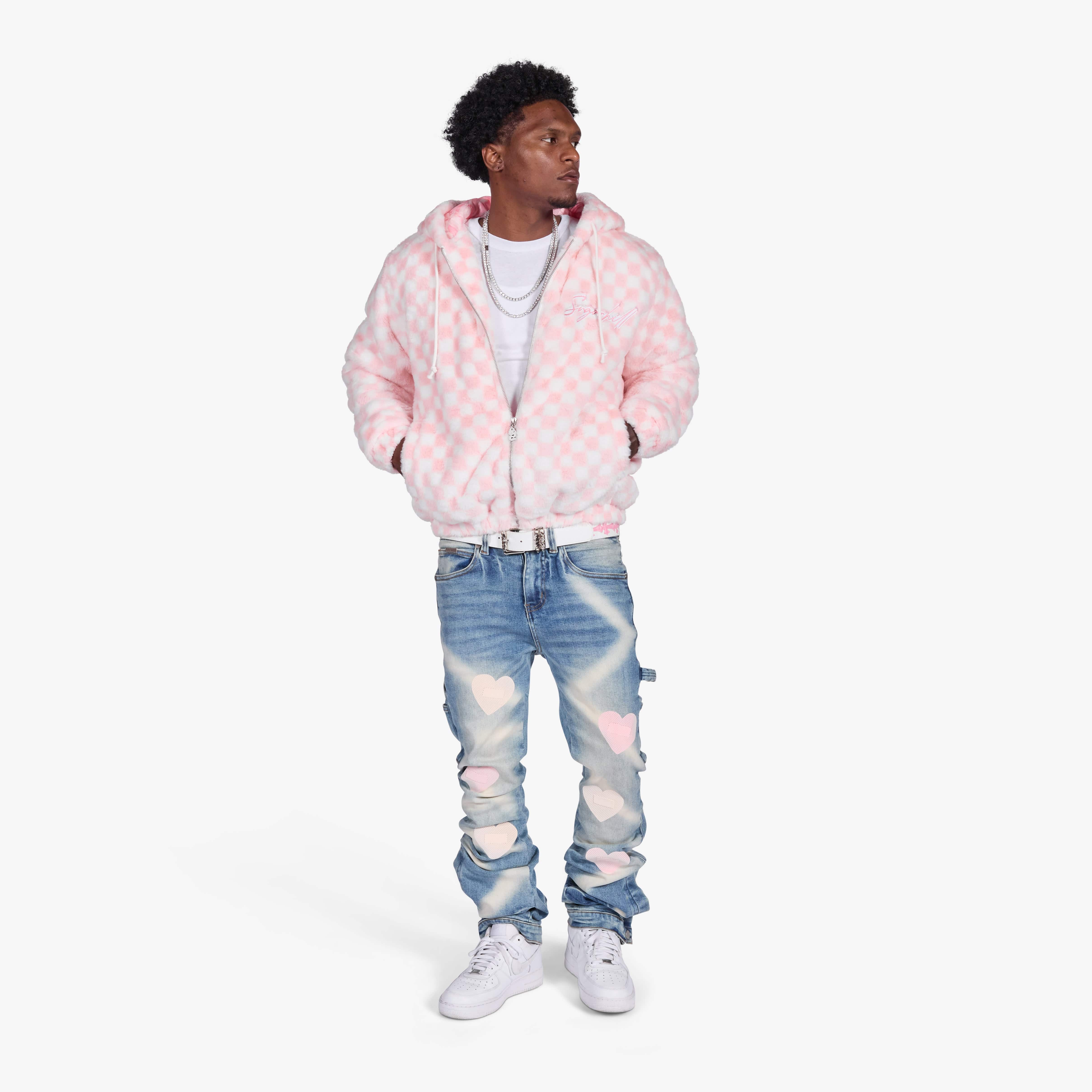 "Magnus" Fur Hoodie (pink/white) - Image 7