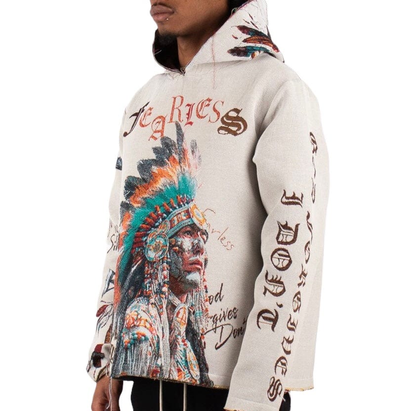 Majestik Apache Tapestry Jacquard Long Sleeve Hoodie (Cream) TH2411 - Image 3
