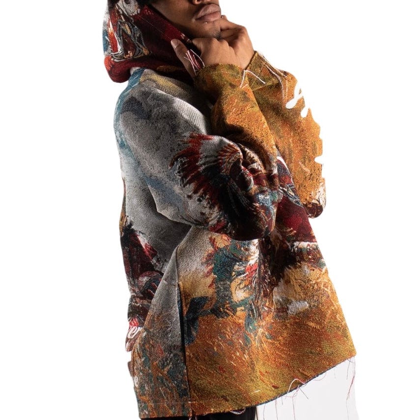 Majestik Football Tapestry Jacquard Long Sleeve Hoodie (Beige) TH2420 - Image 9