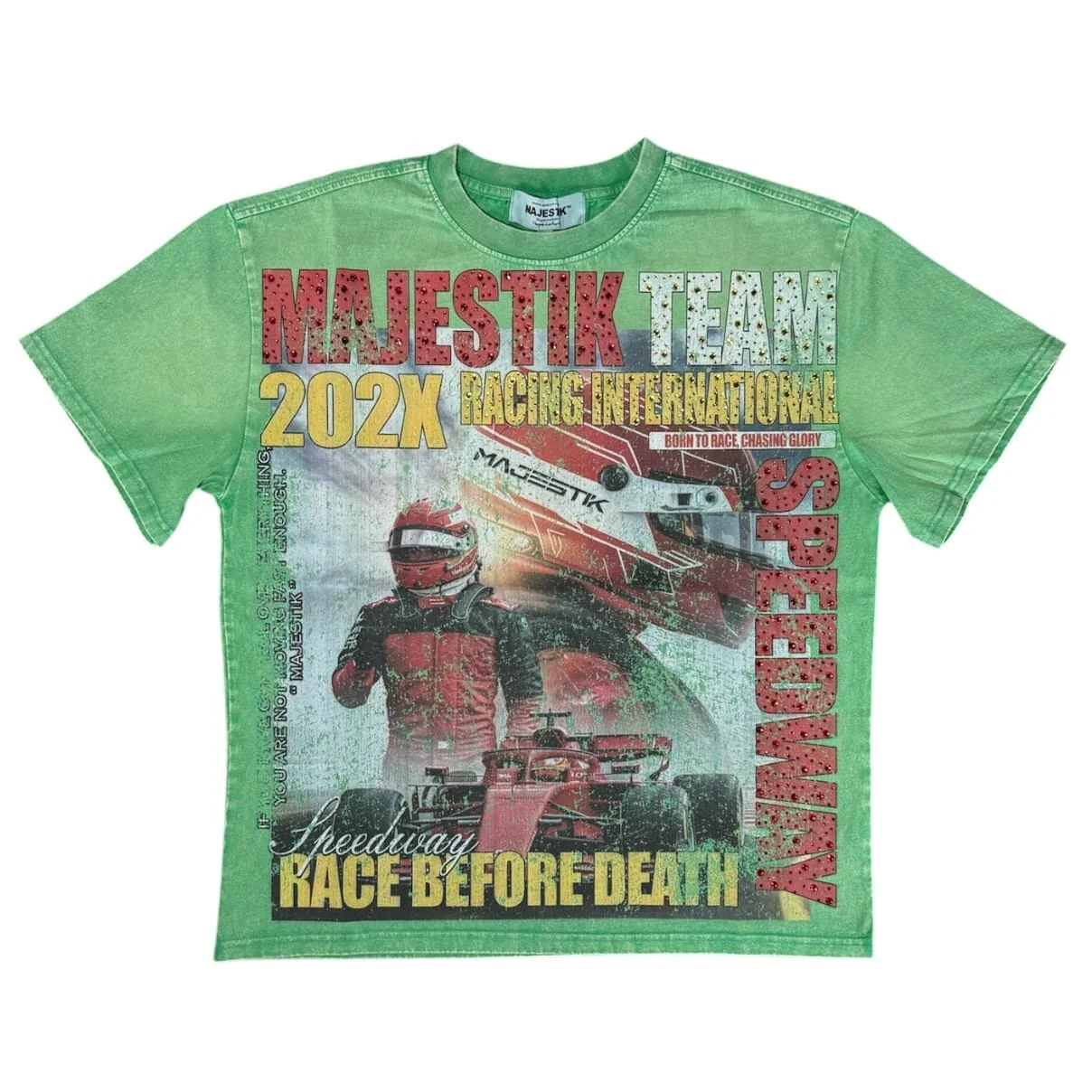 Majestik Racing International Rhinestone Tee (Green) TE2604