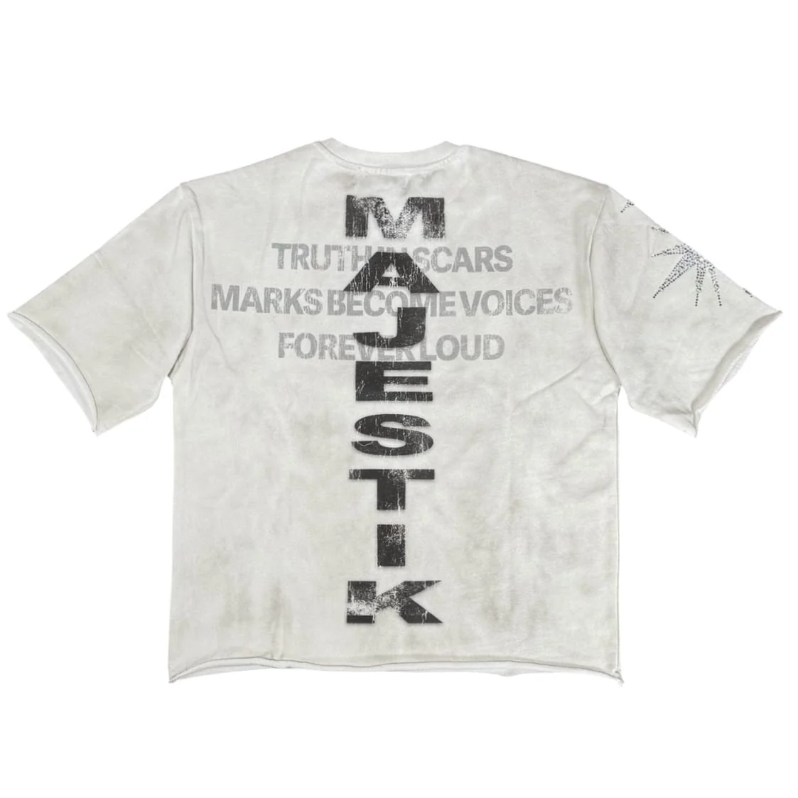 Majestik Sinners XX Star Rhinestone Crewneck Tee (Off White) FT2604 - Image 2