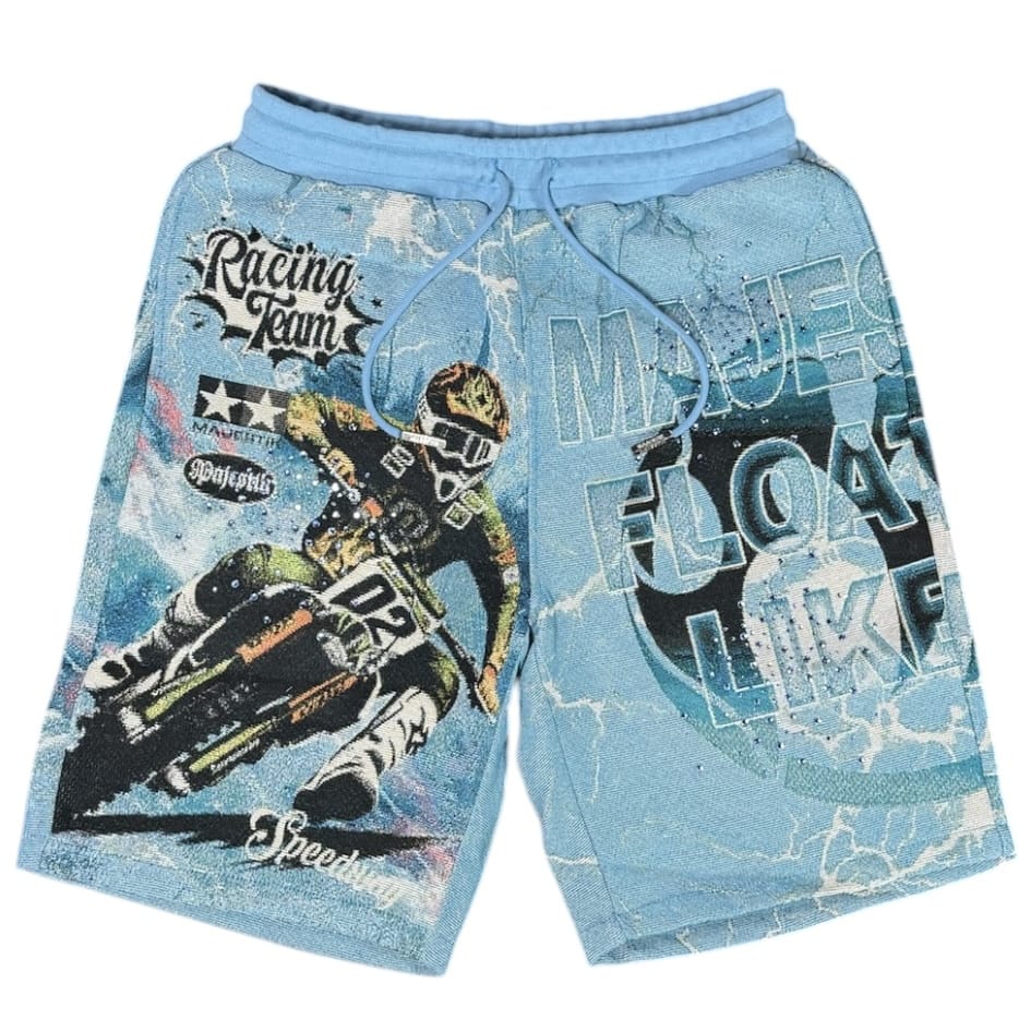 Majestik Sport Department Tapestry Jersey & Short Rhinestone Set (Light Blue) - Image 4