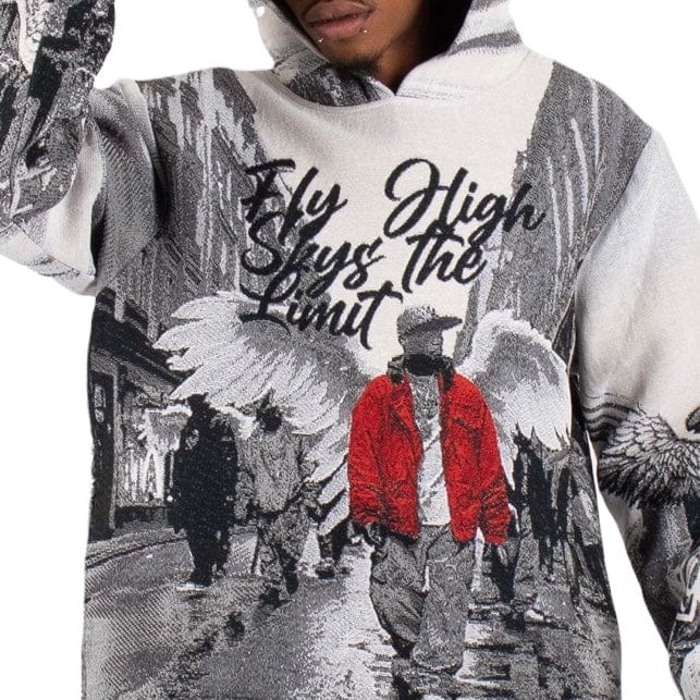 Majestik Street Angel Tapestry Jacquard Long Sleeve Hoodie (Grey) TH2414 - Image 10