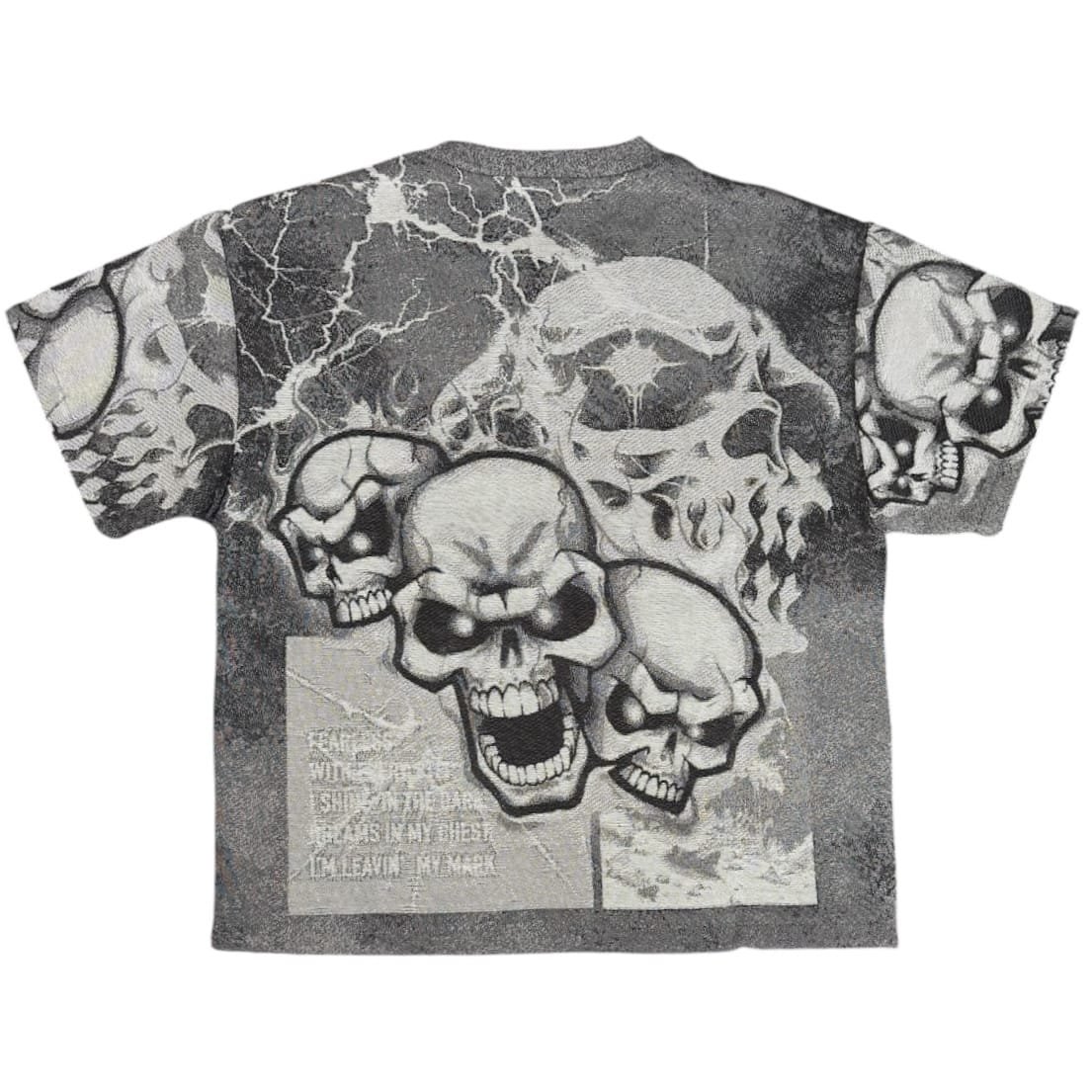 Majestik Twin Skulled Tapestry Jersey Short Rhinestone Set (Grey) - Image 3