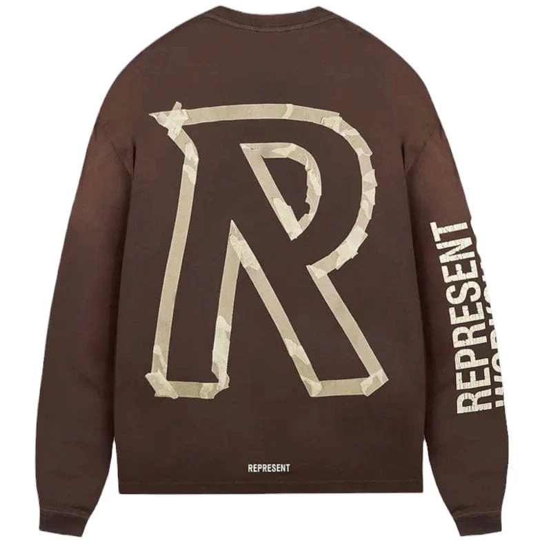 Represent Masking Tape Initial Long Sleeve T Shirt (Cedar) MLM4210-232 - Image 2