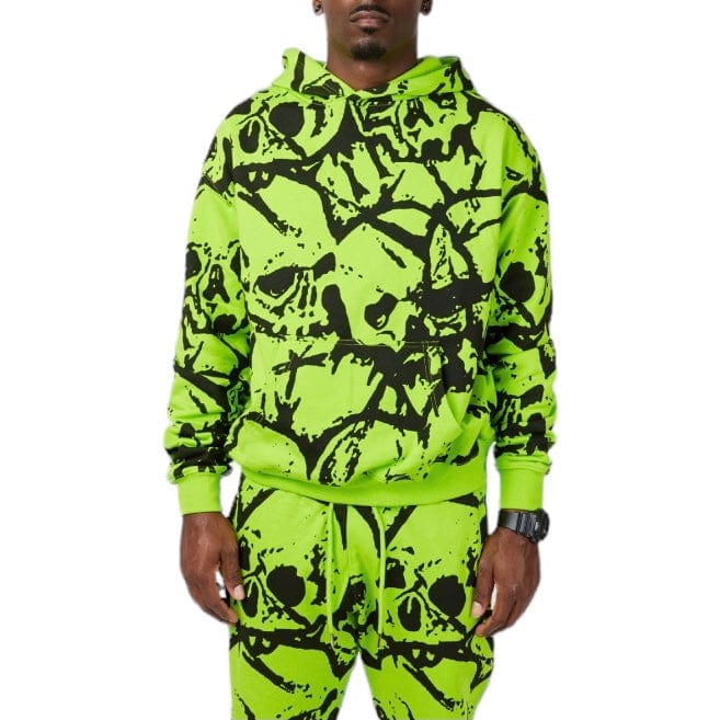 Maximo Crushed Skull Top Hoodie (Neon Green/Black) - Image 2