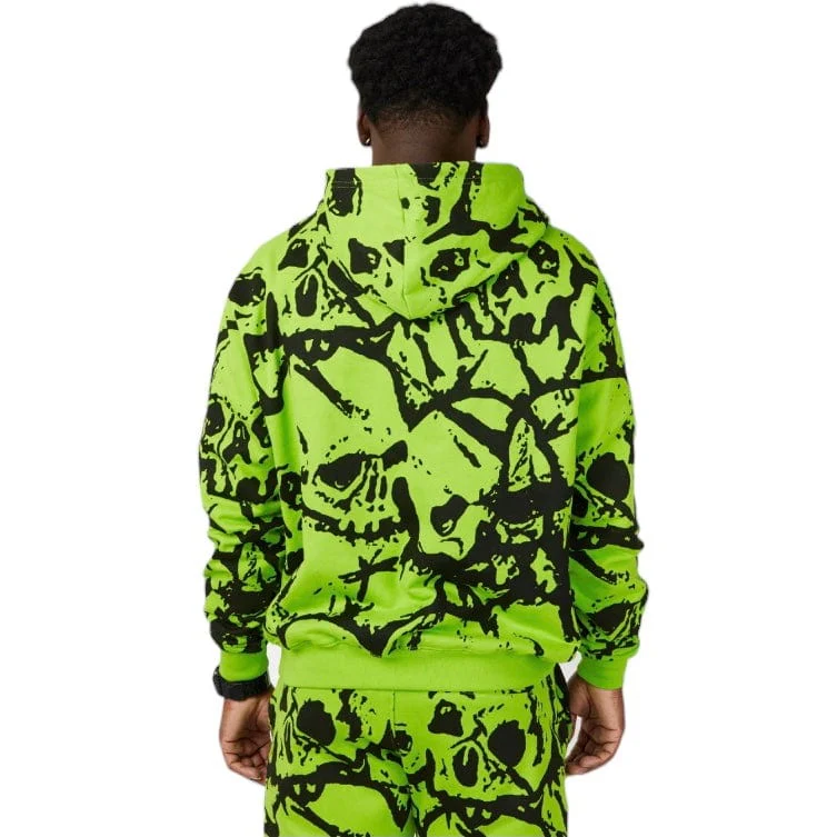Maximo Crushed Skull Top Hoodie (Neon Green/Black) - Image 3