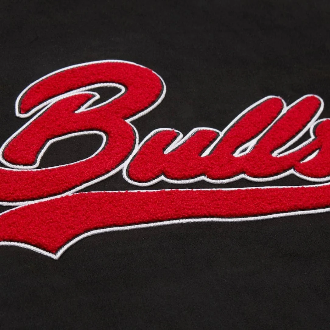 Mitchell & Ness Chicago Bulls Oversweep Varsity Full-Snap Jacket (Black) - Image 6