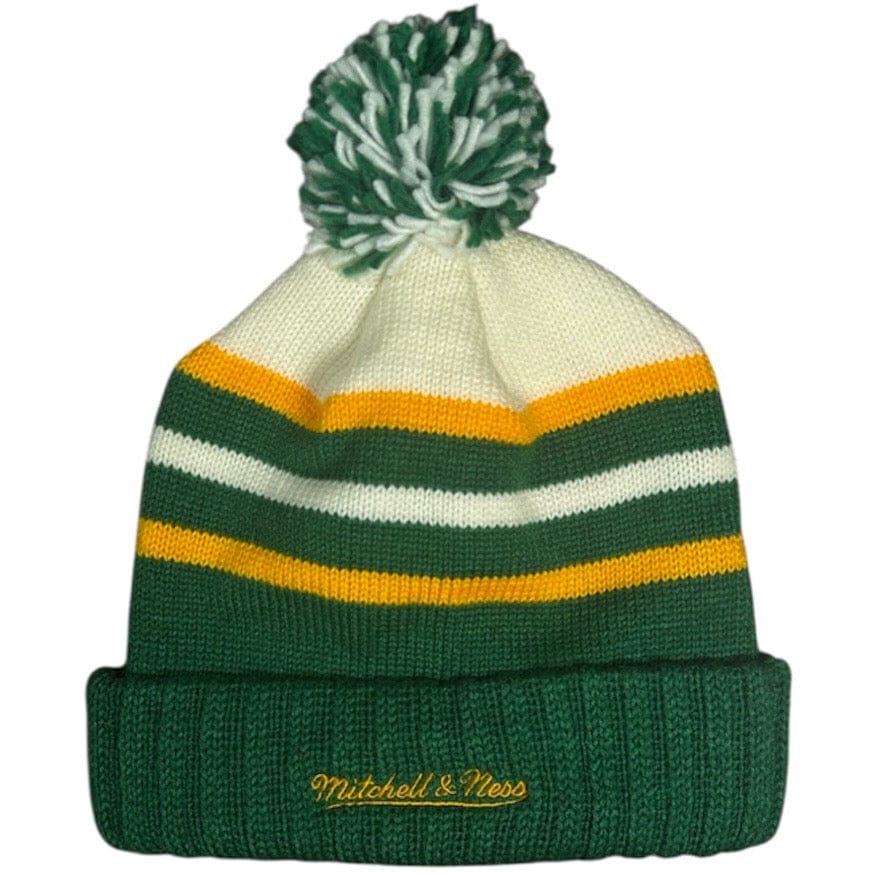 Mitchell & Ness Color Block Supersonics Beanie (Green) 050KZ - Image 2