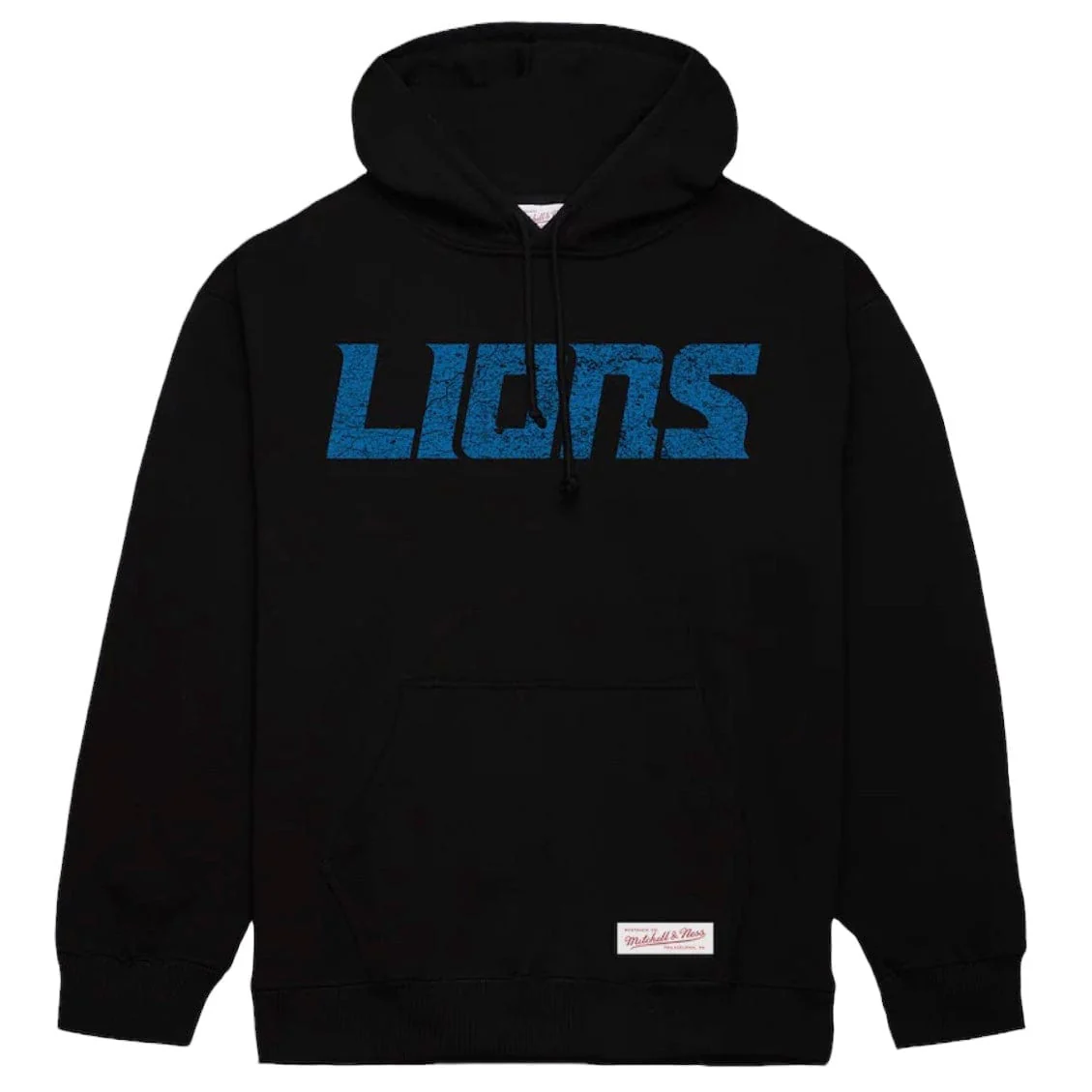 Mitchell & Ness Detroit Lions Distressed Prime Logo Wordmark Hoodie (Black)
