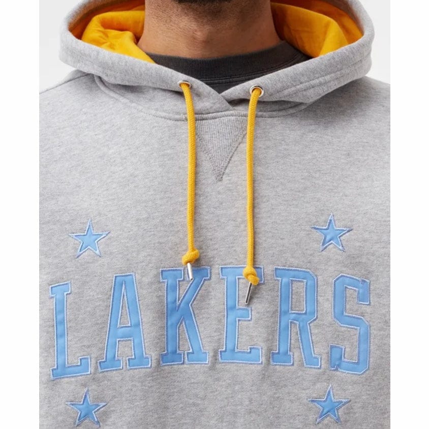 Mitchell & Ness Minneapolis Lakers Premium Fleece Hoodie (Grey/Yellow) - Image 3