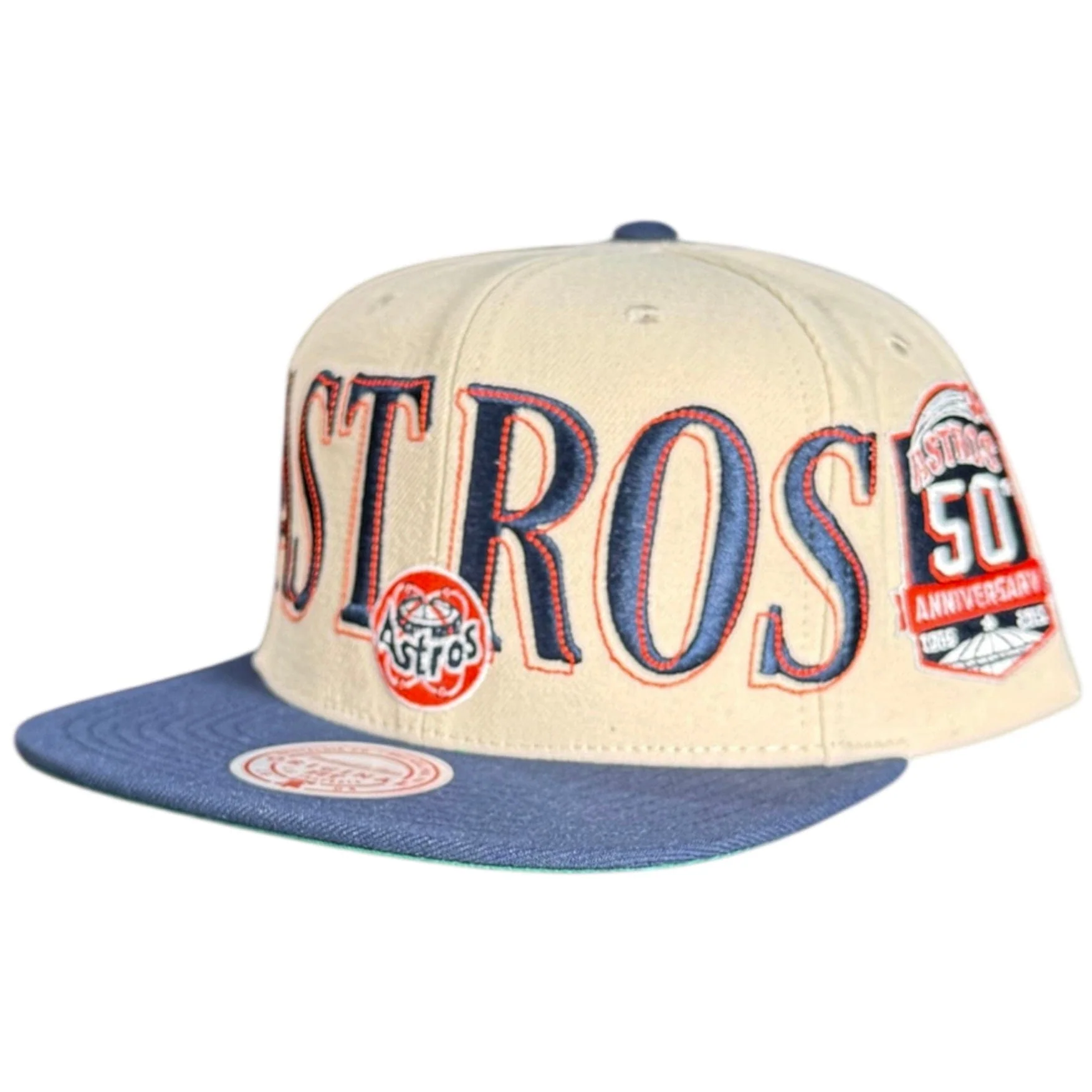 Mitchell & Ness Mlb Cooper Astros Across The Board Snapback (Cream) - Image 3