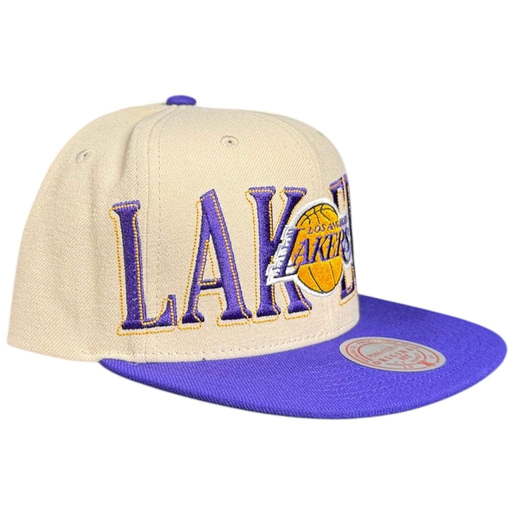 Mitchell & Ness Nba La Lakers Across The Board Snapback (Cream) - Image 2