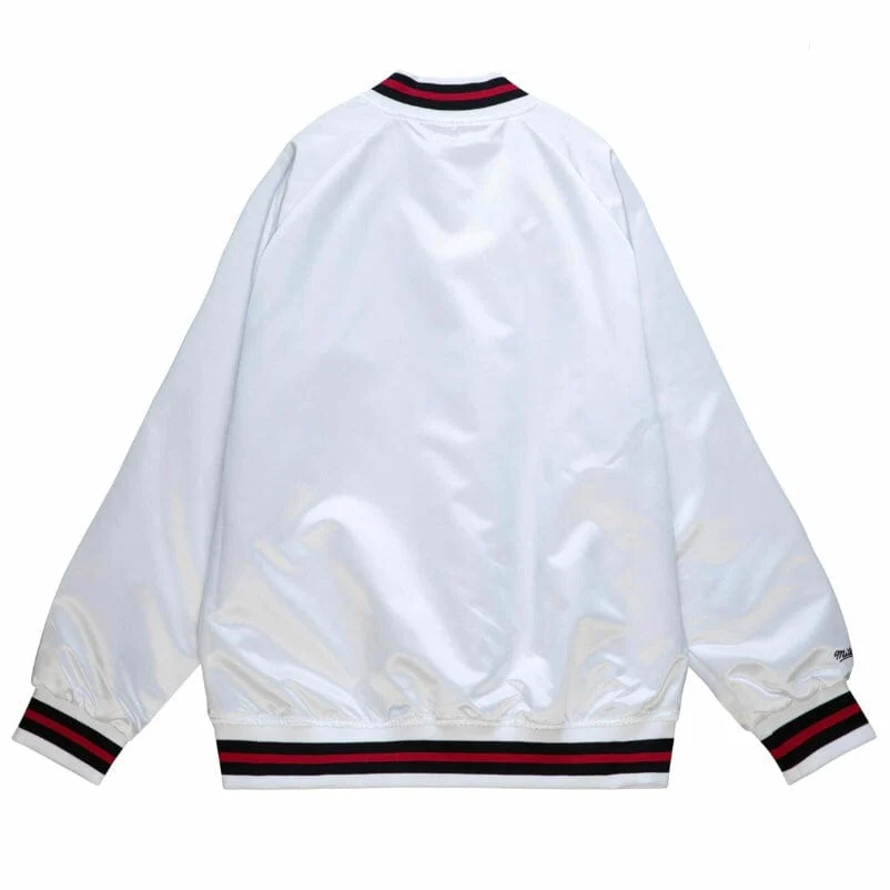 Mitchell & Ness Nba Chicago Bulls Lightweight Satin Jacket (White) - Image 3