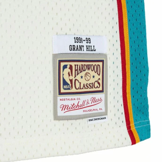 Mitchell & Ness Nba Detroit Pistons Swingman Jersey Grant Hill (Off White Cream) - Image 4
