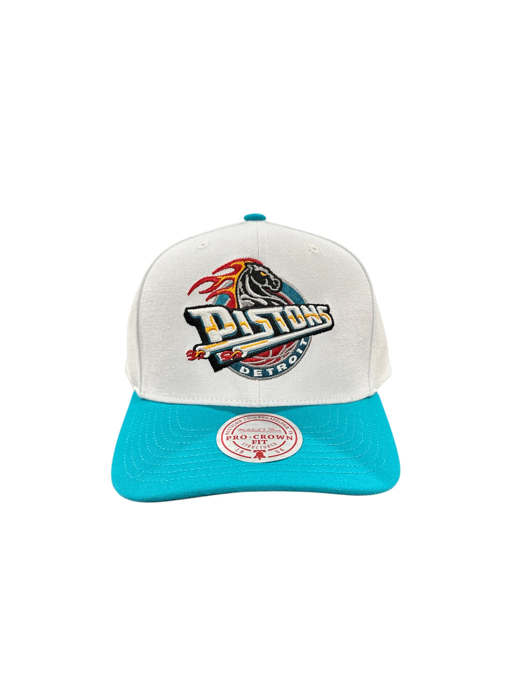 Mitchell & Ness NBA Detroit Pistons Team 2 Tone 2.0 Pro Snapback (White) - Image 2