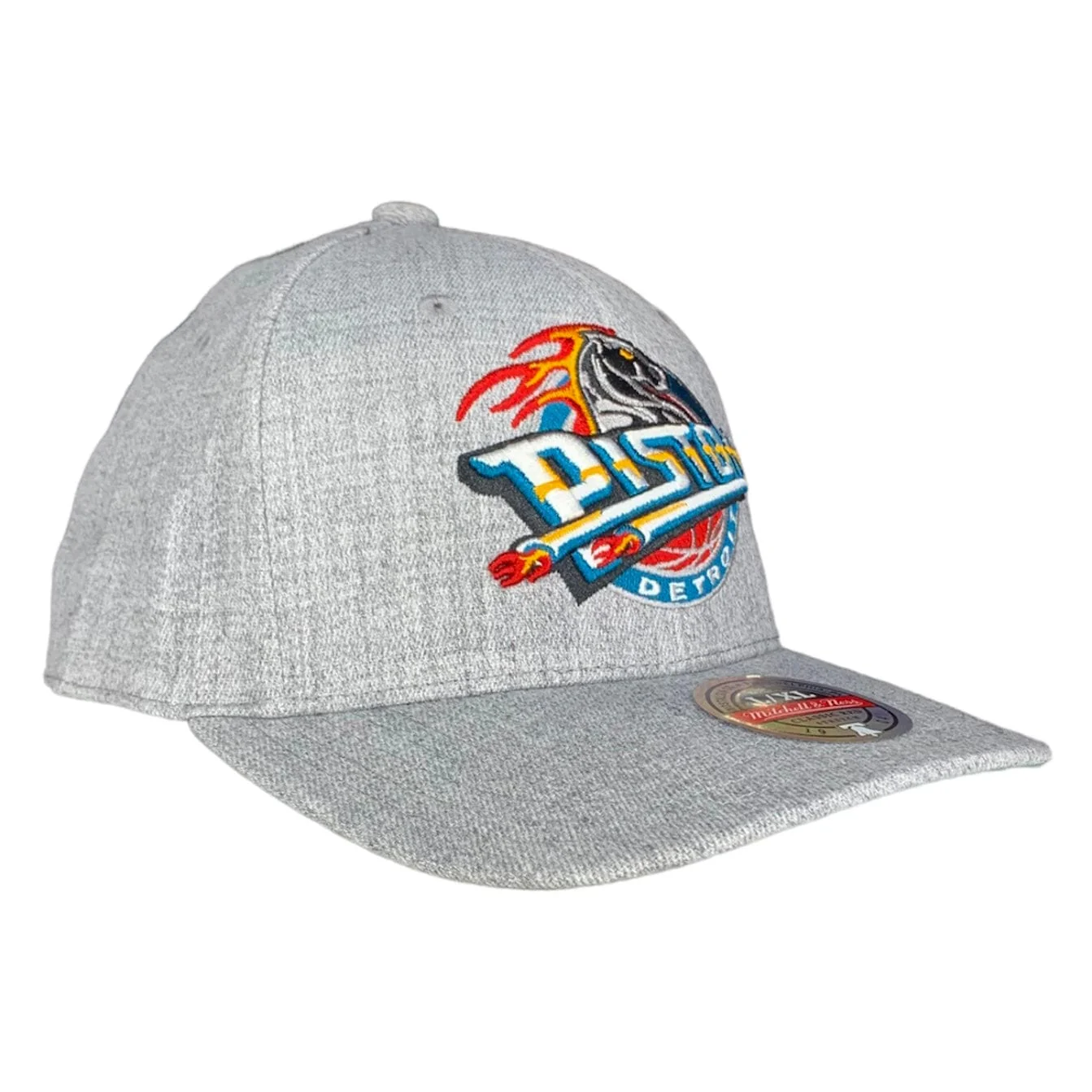 Mitchell & Ness NBA Detroit Pistons Team Heather 2.0 Stretch Fitted Hat (Grey) - Image 3