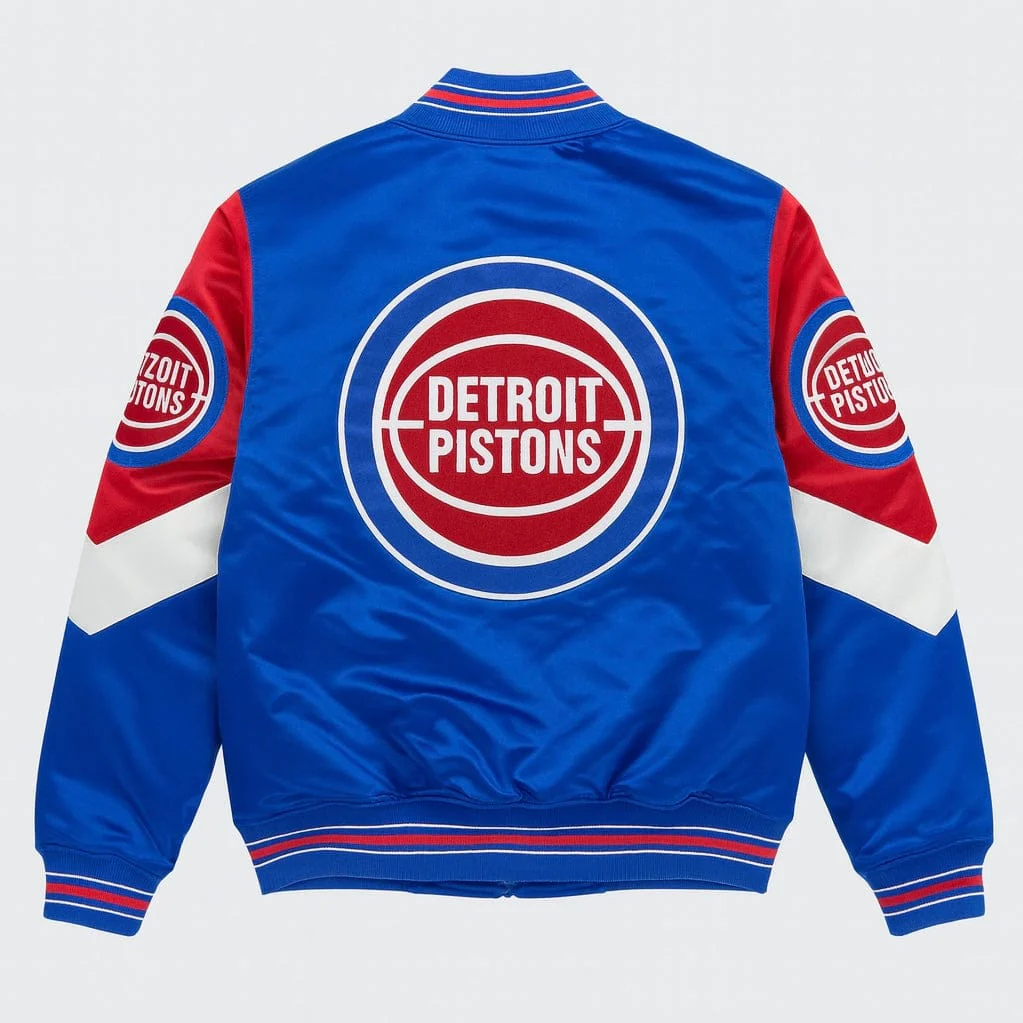 Mitchell & Ness Nba Detroit Pistons Throw It Back Heavyweight Jacket (Royal) - Image 2