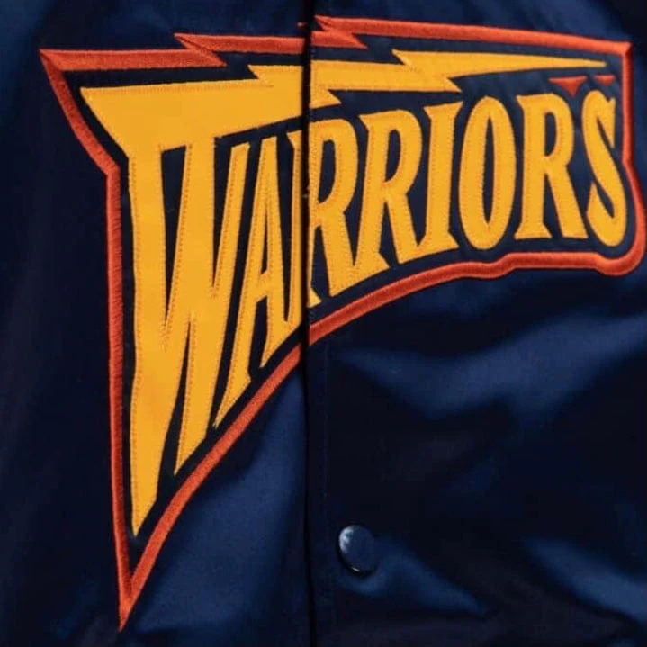 Mitchell & Ness Nba Golden State Warriors Lightweight Satin Jacket (Navy) - Image 2