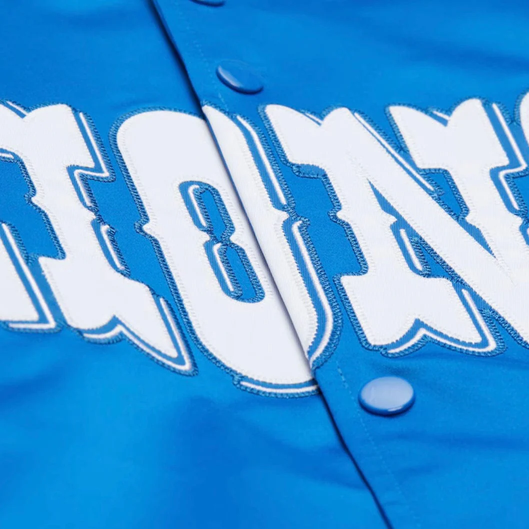 Mitchell & Ness NFL Detroit Lions Vintage Lightweight Satin Snap Jacket (Blue) - Image 3