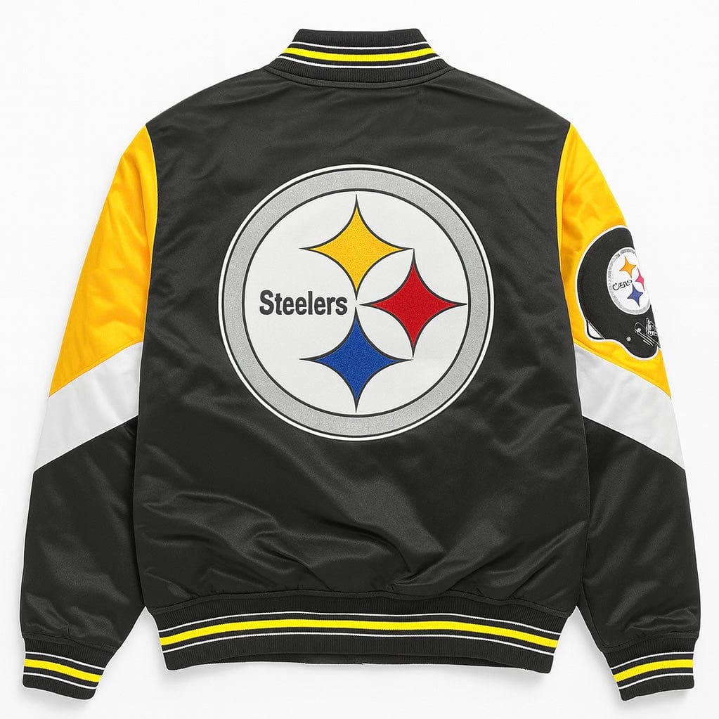 Mitchell & Ness Nfl Pittsburgh Steelers Throw It Back Heavyweight Jacket (Black) - Image 2