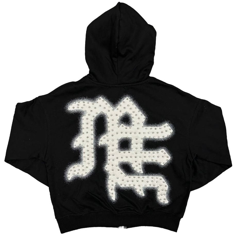 Mixed Emotion Black End Rhinestone Hoodie (Black) - Image 2