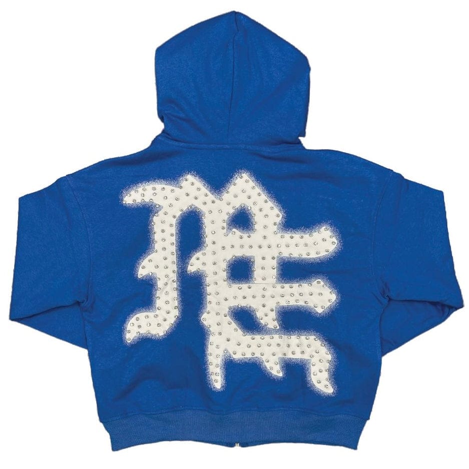 Mixed Emotion Blue End Rhinestone Hoodie (Blue) - Image 2