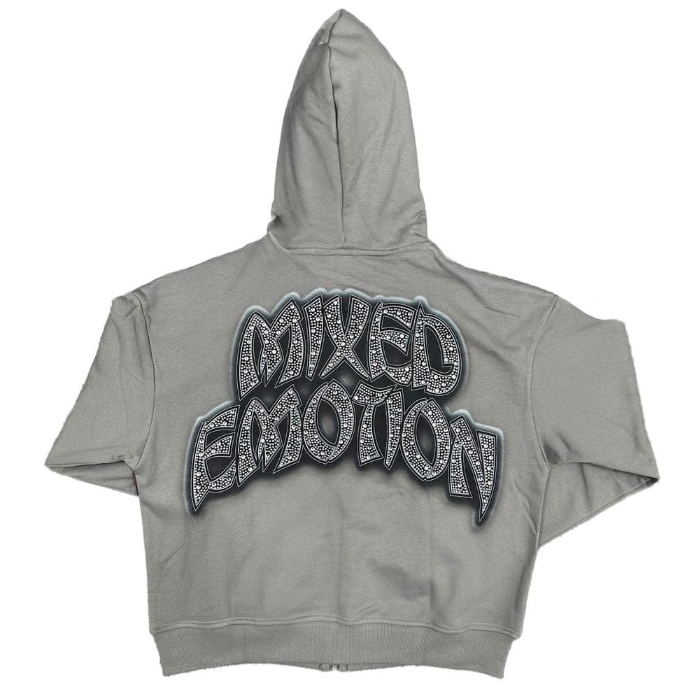 Mixed Emotion Last Ride Rhinestone Hoodie (Grey) - Image 2