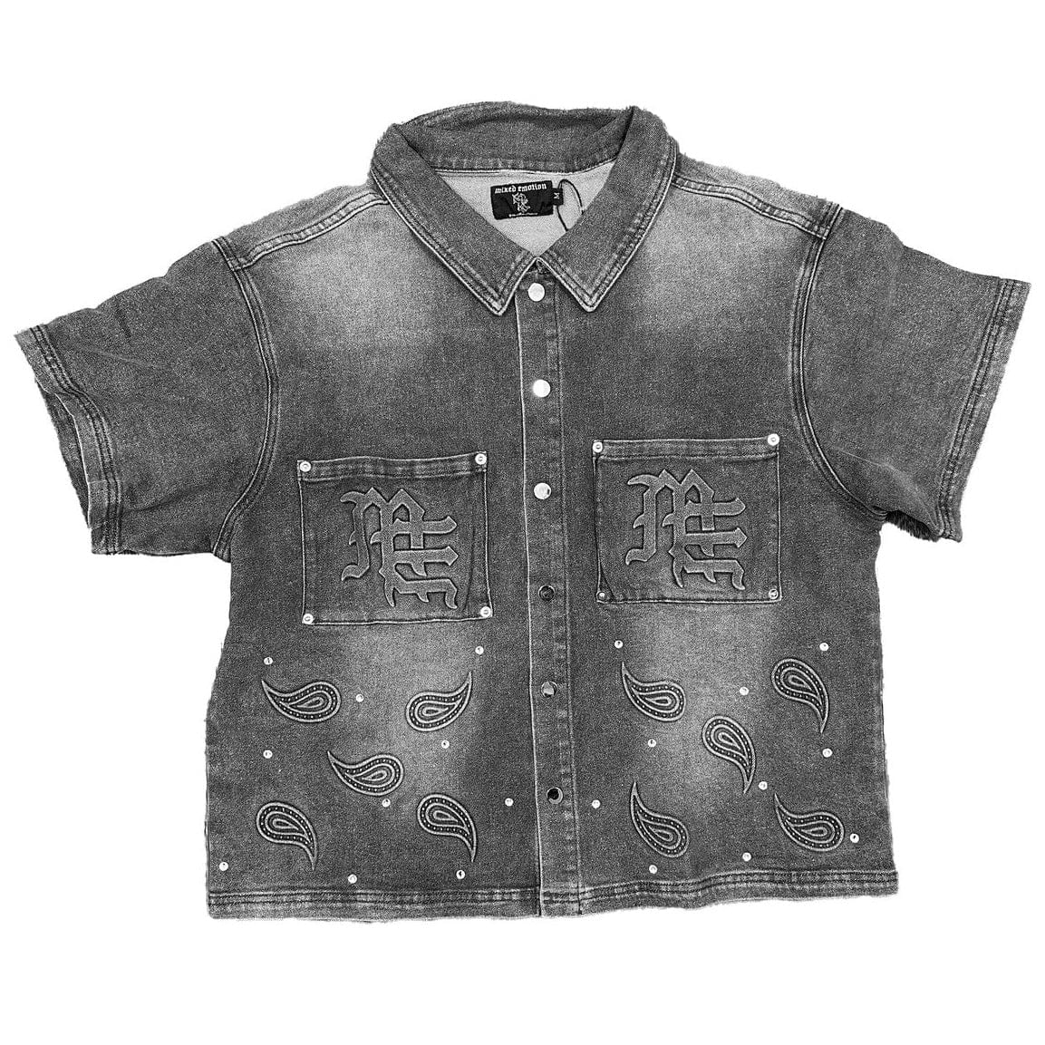 Mixed Emotion Paisley Denim Shirt (Black)